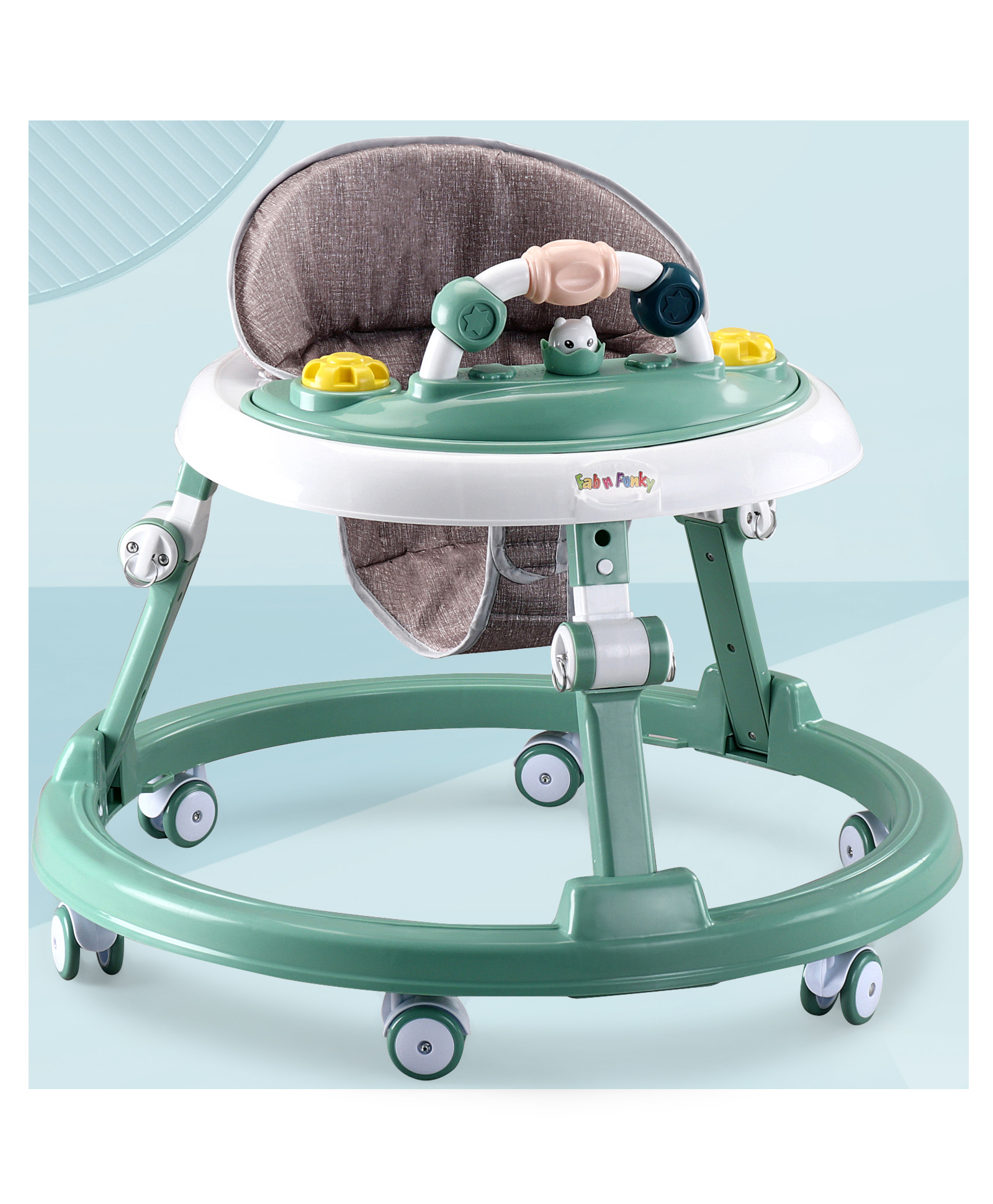 Baby Walker With Height Adjustment Light & Music - Green-image-30