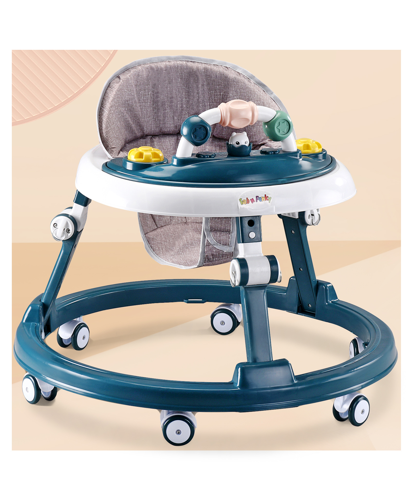 Baby Walker With Height Adjustment Light & Music - Teal Blue-image-31