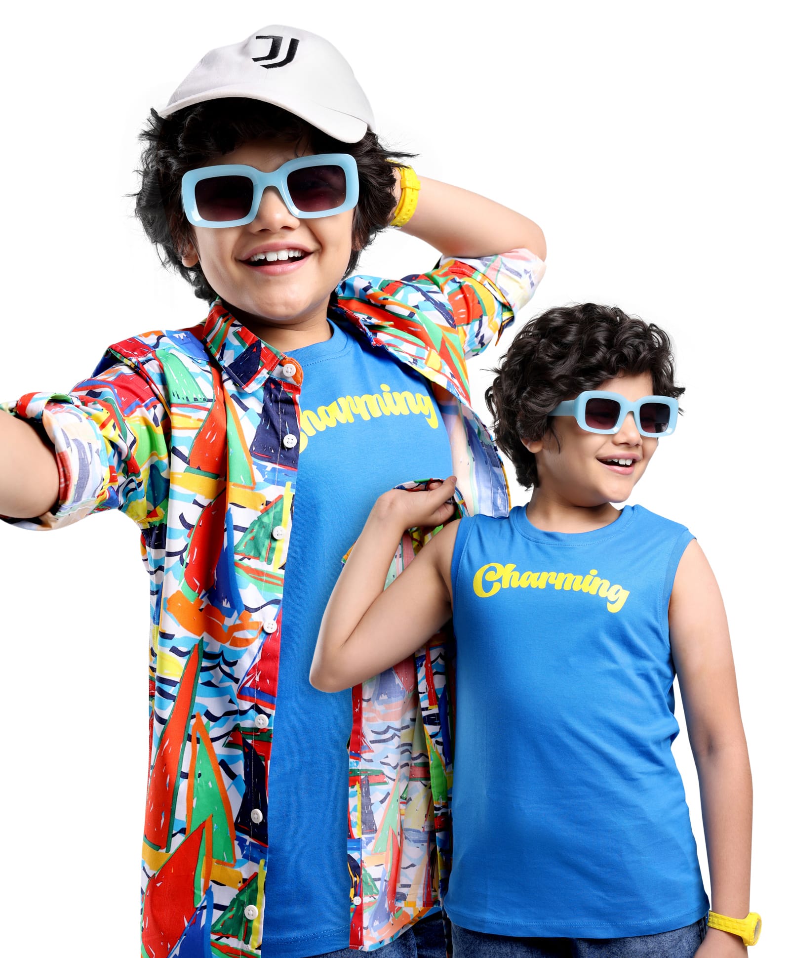 ollington st. OLLINGTON ST Rayon Woven Full Sleeves Shirt with T-Shirt Boat & Text Print - Blue White & Red-picture-18