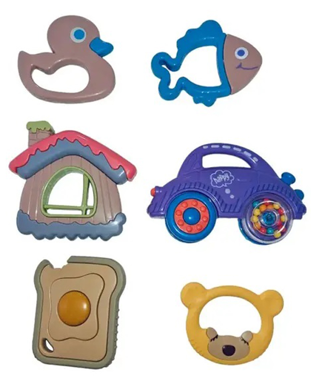 Azhari Colourful Attractive Rattles and Teether for Baby Pack of 6 Pcs Color May Vary-image-41