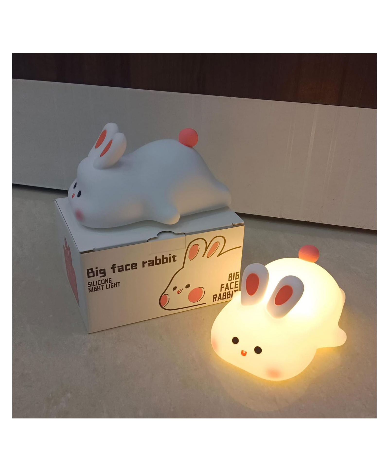 Azhari Cute Rabbit-shaped USB Rechargeable Silicone Night Light for Bedroom - Eye Protection Sleep Bedside Lamp Desk Lighting-picture-20