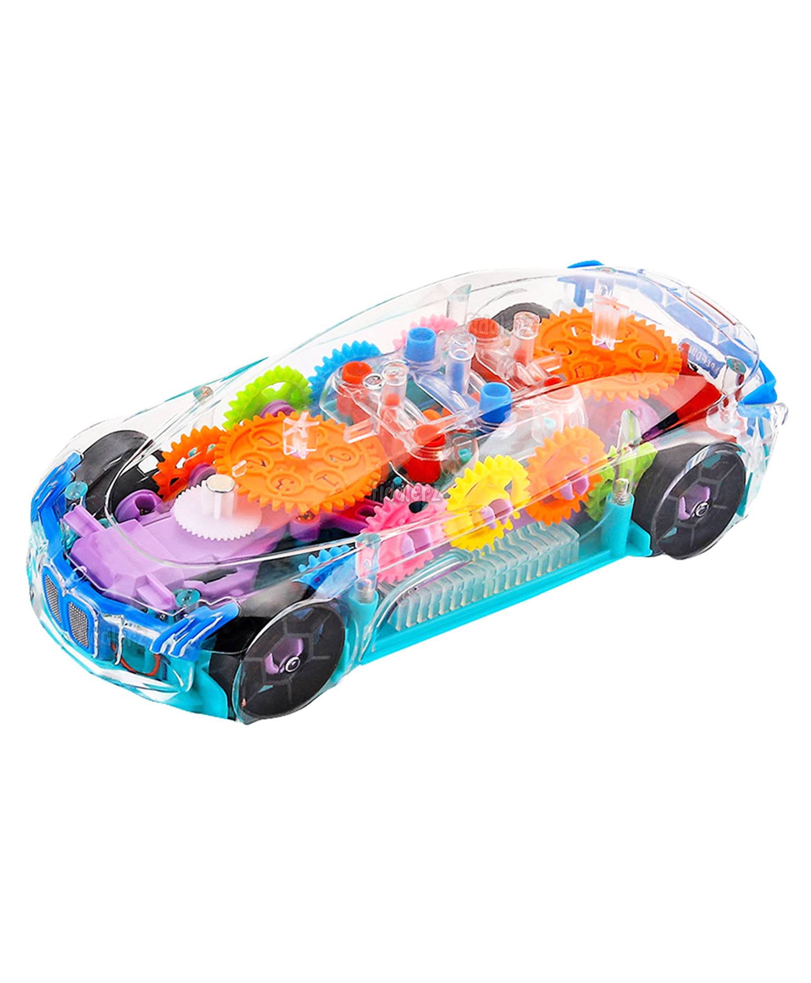 fiddlerz Toysire TransparentGear Toy Car Bump and Go 3D Car with Sound and LED Lighting Electric Toy Car Vehicle - Multicolor-picture-14