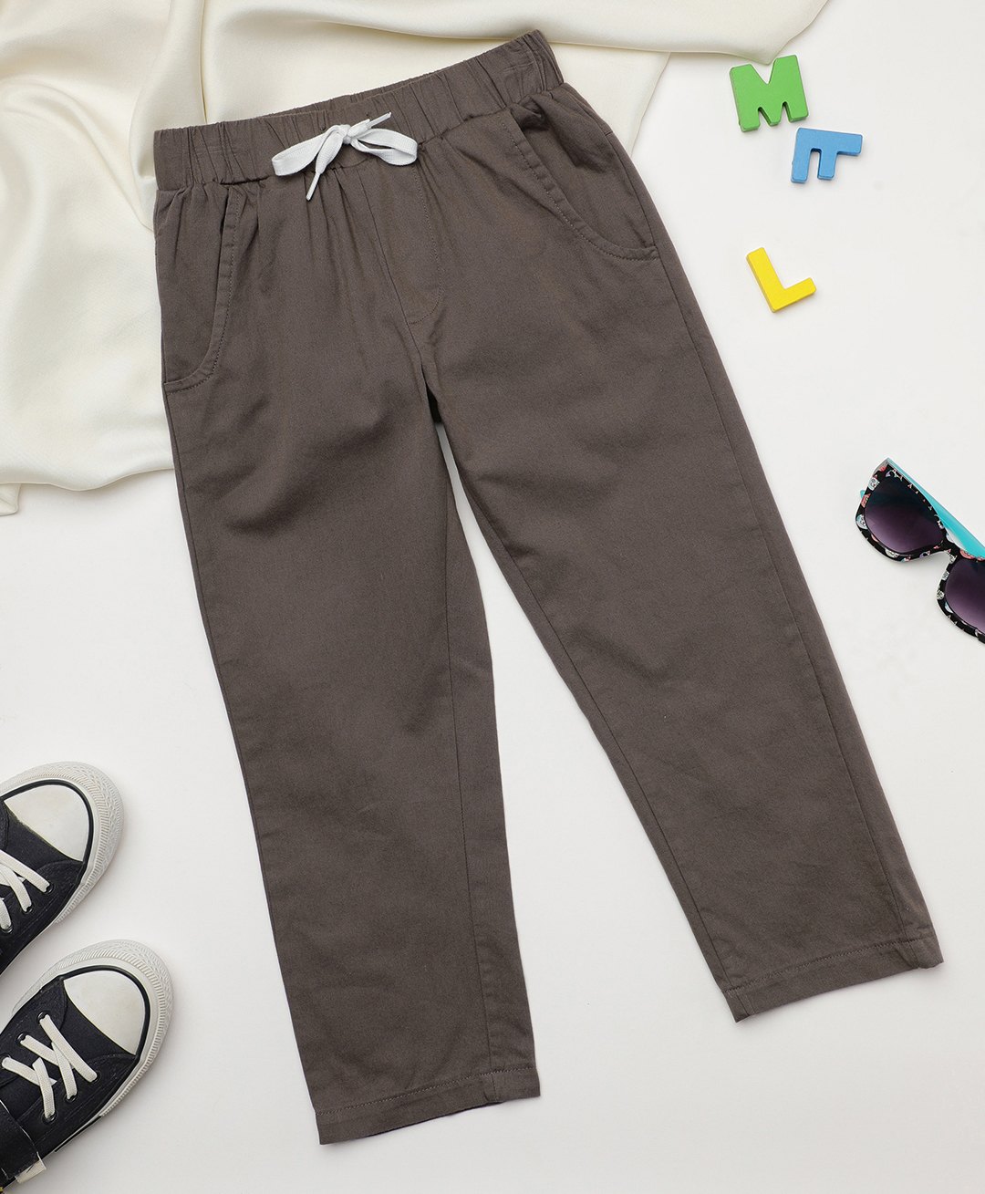 Milou Cotton Solid Pant - Brown-picture-33