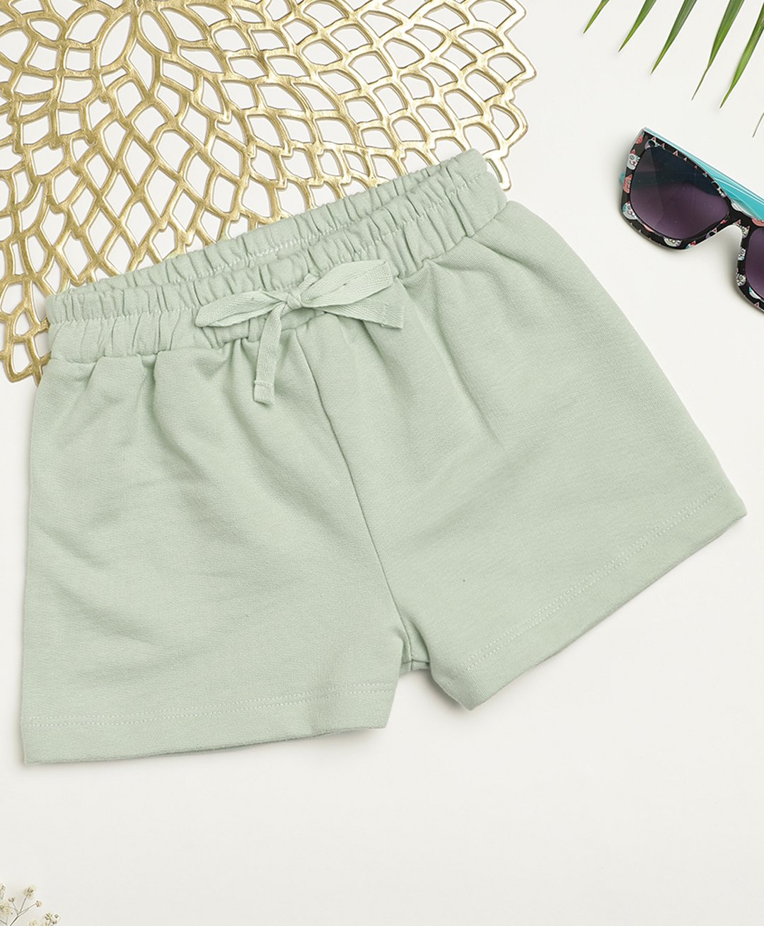 Milou Cotton Solid Shorts - Light Green-picture-18
