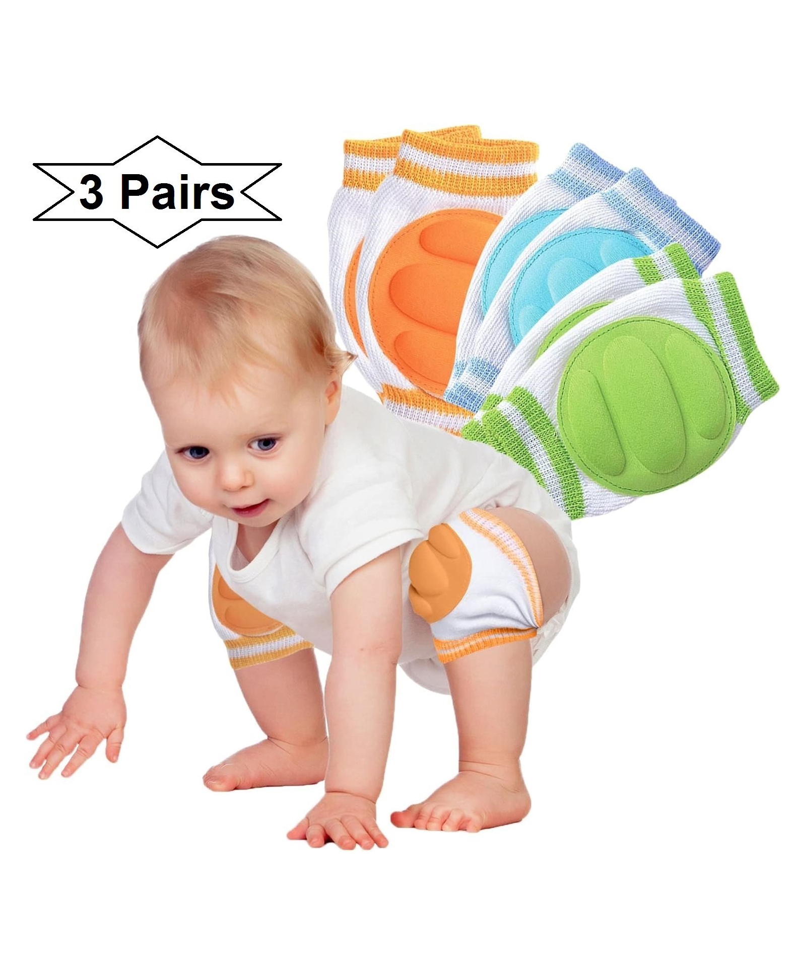 INPOUT Ultra Protective Anti-Slip Stretchable Kids 3 Pairs Knee/Elbow Cap - Color may vary-picture-41