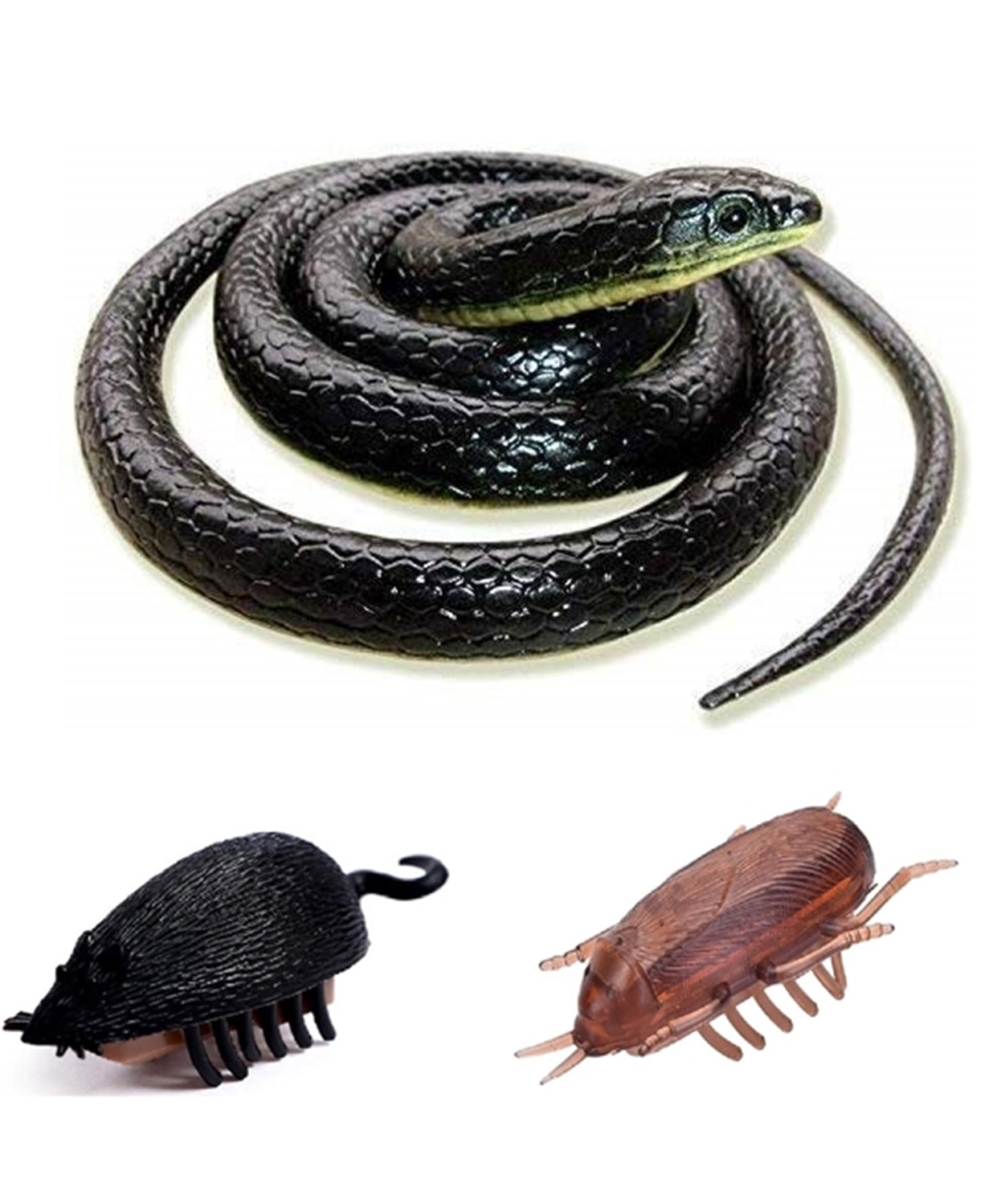 MUREN Prank Toys for kids Vibrating Cockroach And Mouse with Realistic Looking fake Snake toy- Setof 3-image-1