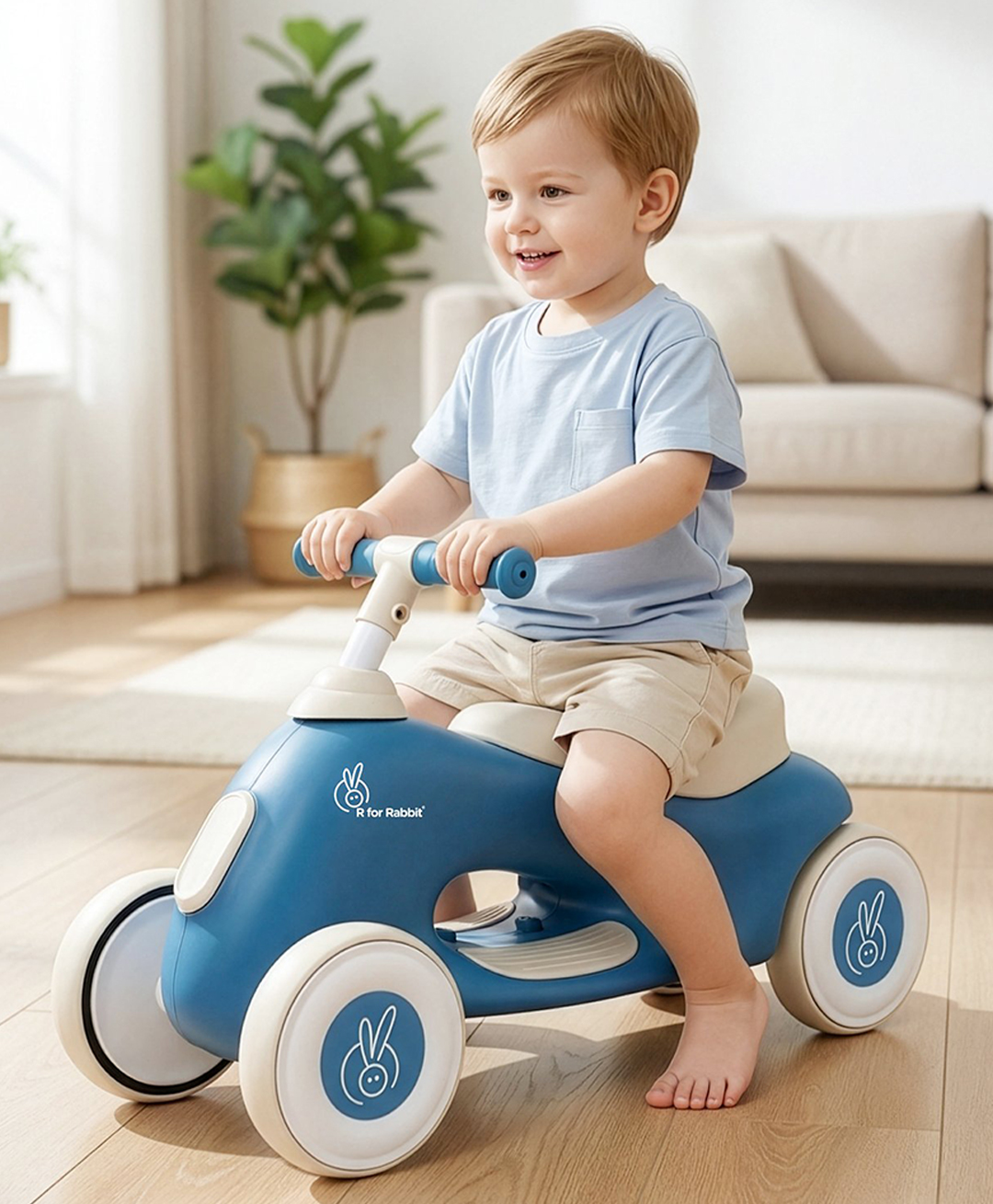 R for Rabbit Speedster Zoomy Ride on Swing Car - Blue Grey