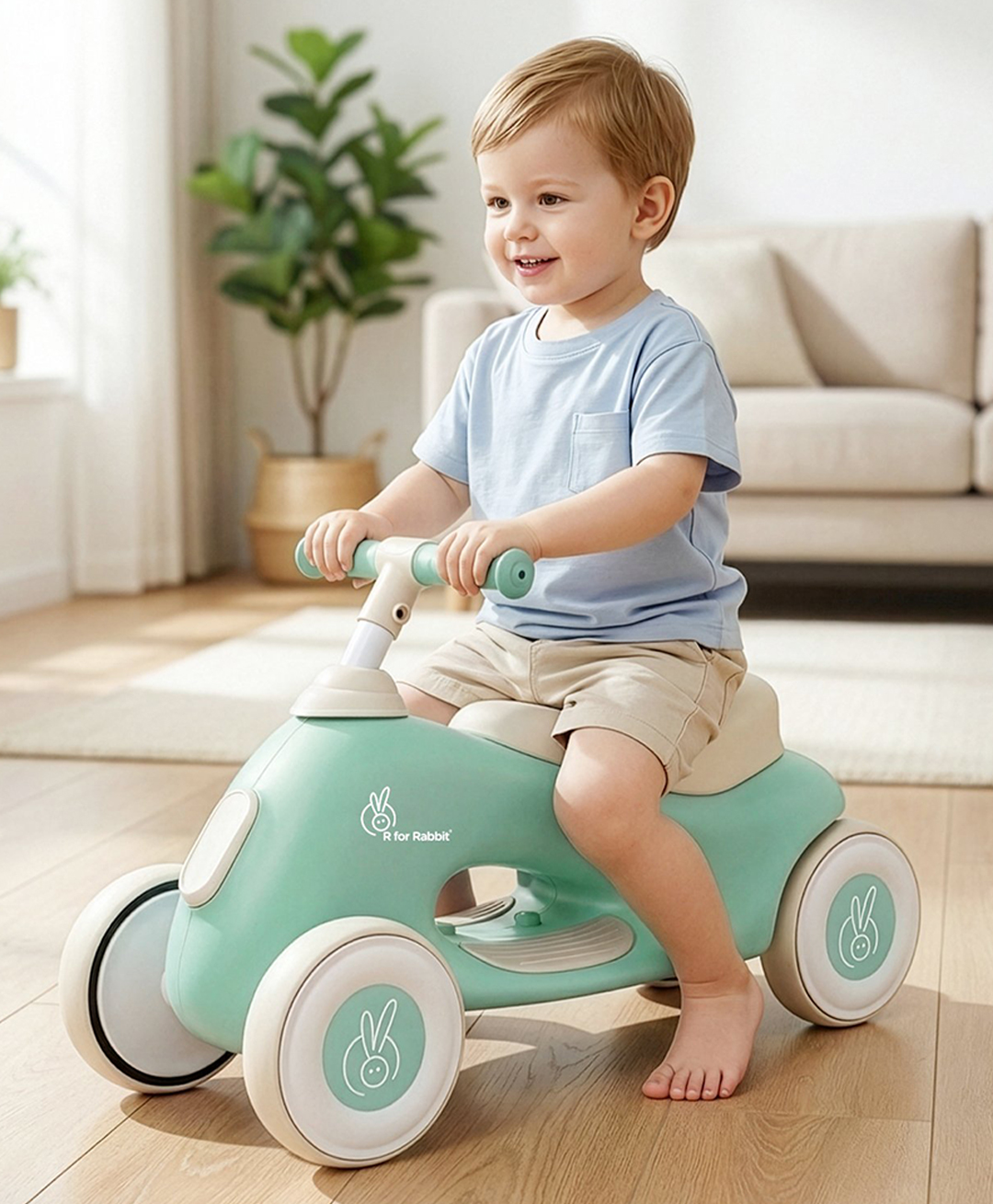 R for Rabbit Speedster Zoomy Ride on Swing Car - Green Cream