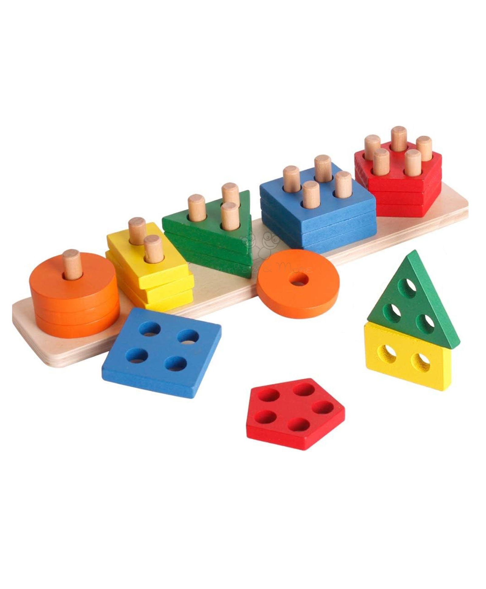 Trinkets & More 5 Column Geometric Shape Sorter Stacking Toy Puzzle for Kids 2+ Years (26 Pieces)-image-10