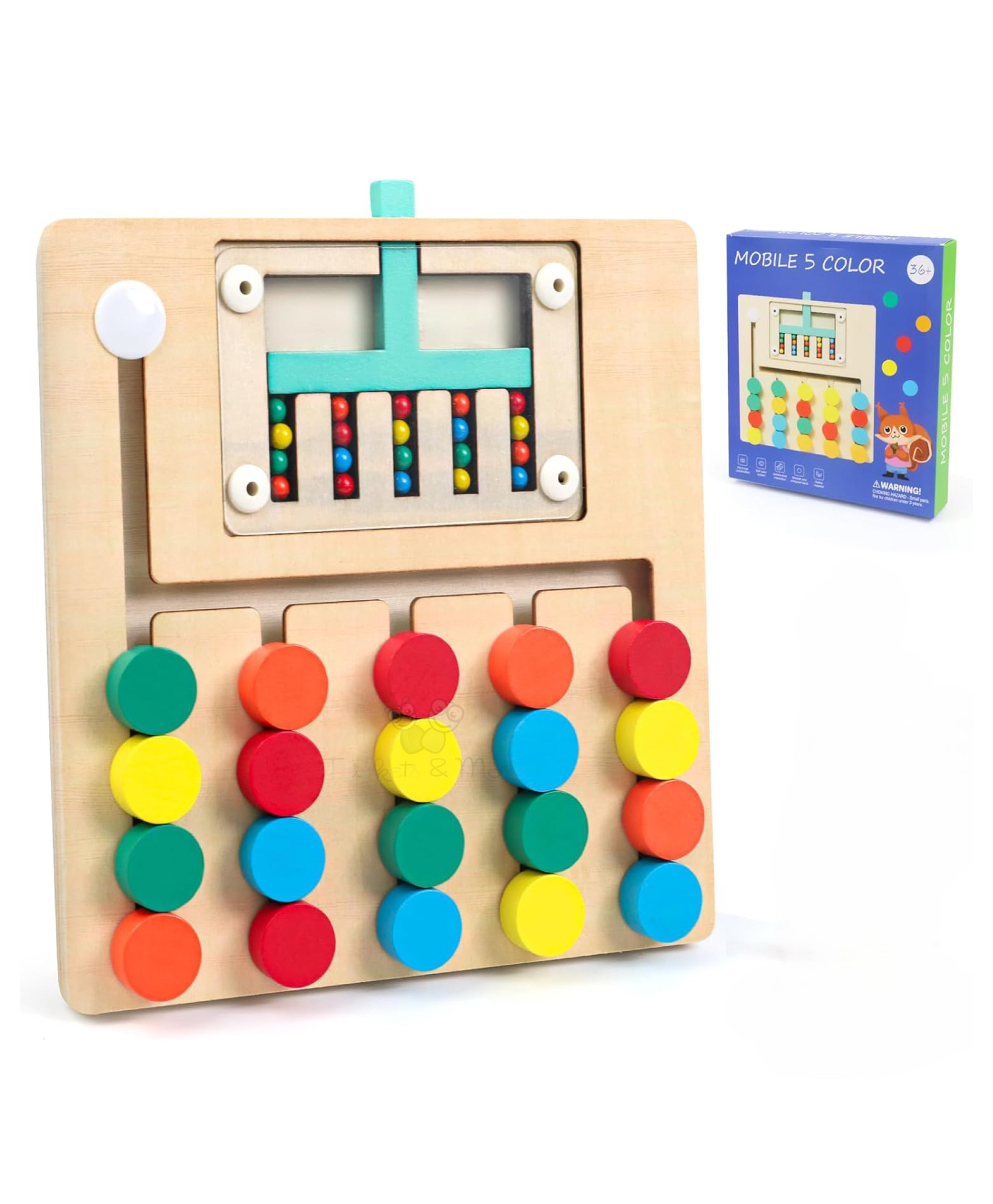 Trinkets & More Slide Puzzle Brain Teaser | Travel Games Road Trip Activities for Kids | Montessori Colour Matching Toys (5 Colour Sorter)-image-10