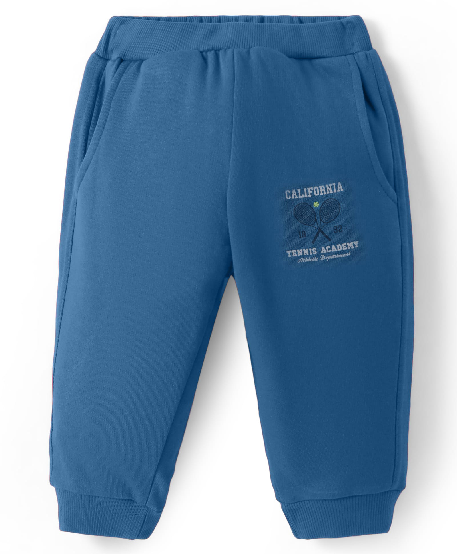 Zero Knit Full Length Text Printed Fleece Pant -Blue-picture-22