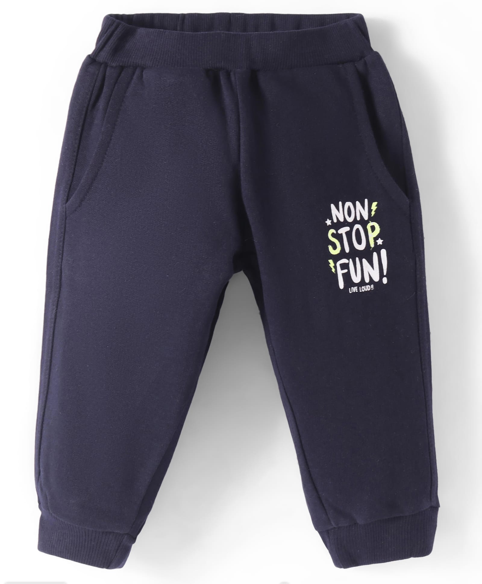 Zero Knit Full Length Text Printed Fleece Pant - Navy Blue-picture-26