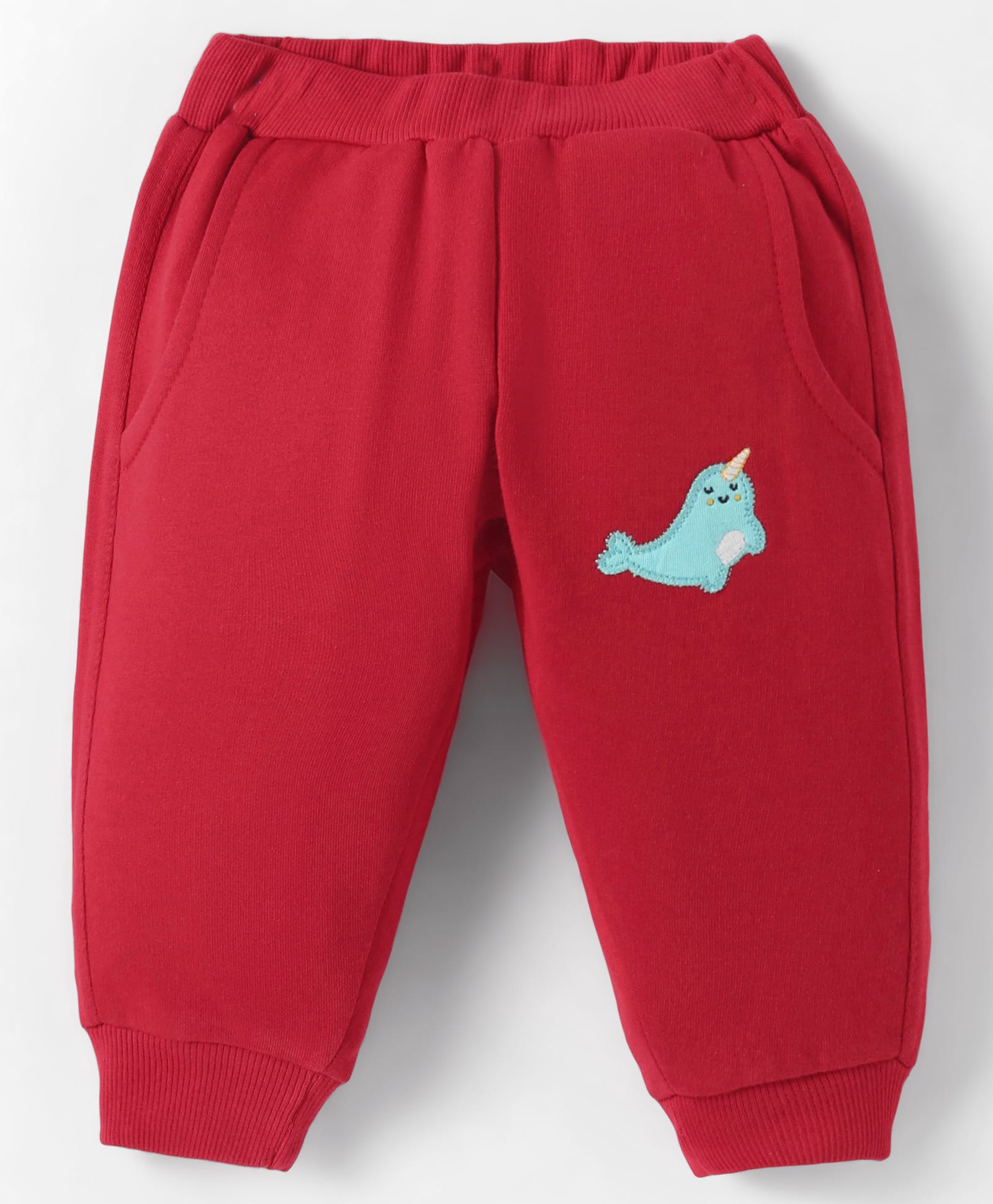 Zero Knit Full Length Dolphin Printed Fleece & Woollen Bottom - Red-picture-19