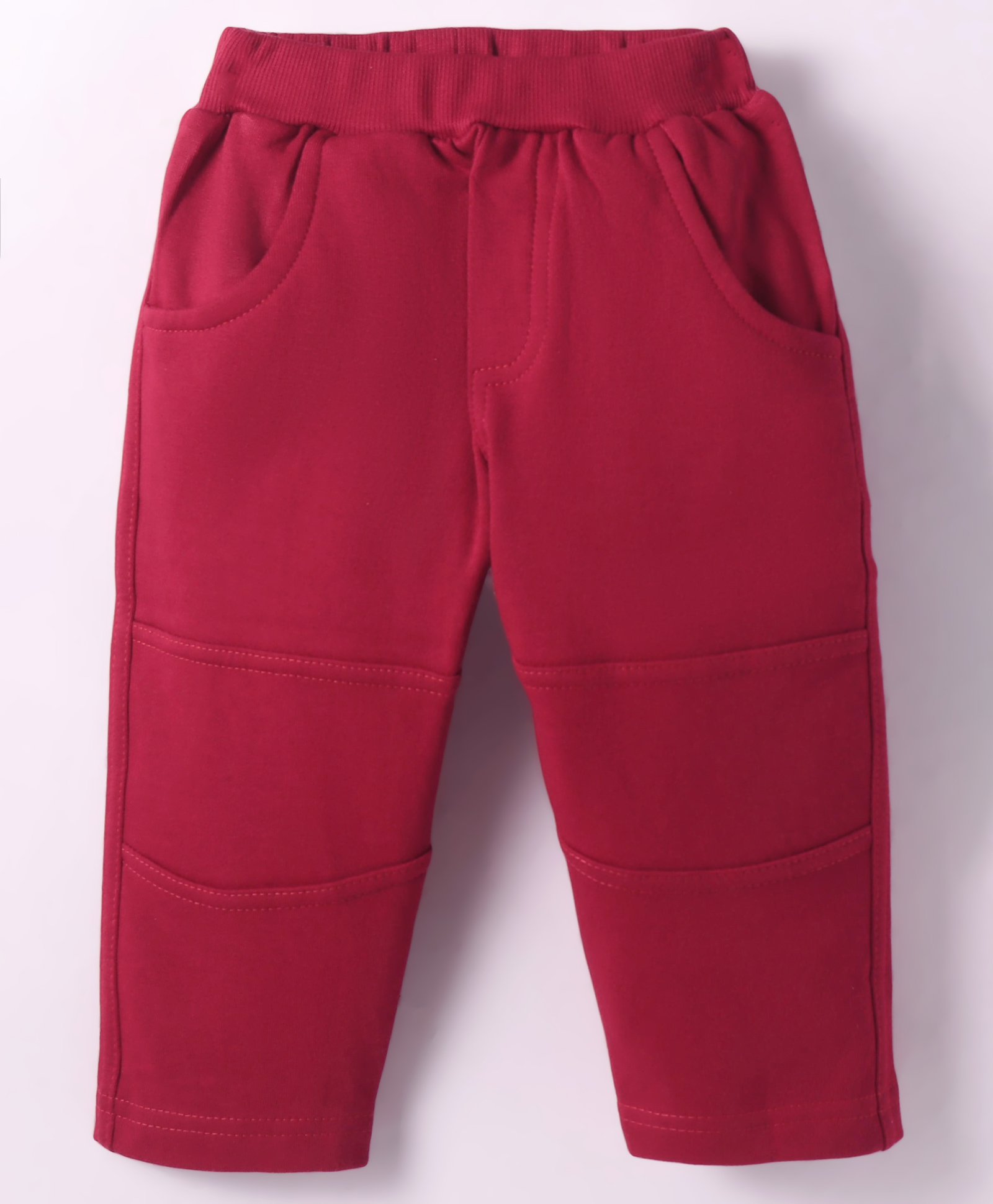 Zero Knit Full Length Solid ColorFleece & Woollen Bottom - Red-picture-33
