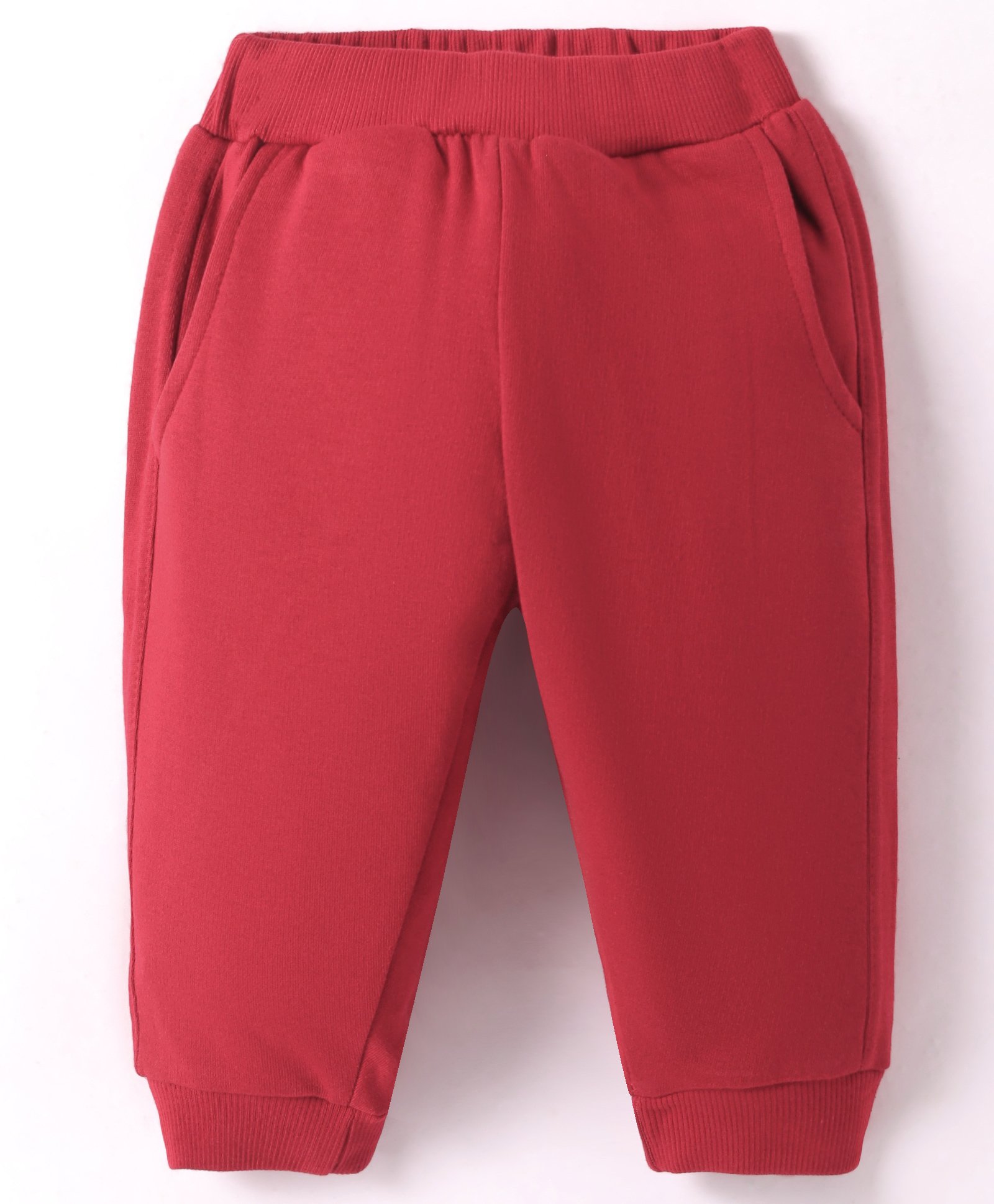 Zero Knit Full Length Solid Color Fleece & Woollen Bottom - Red-picture-24
