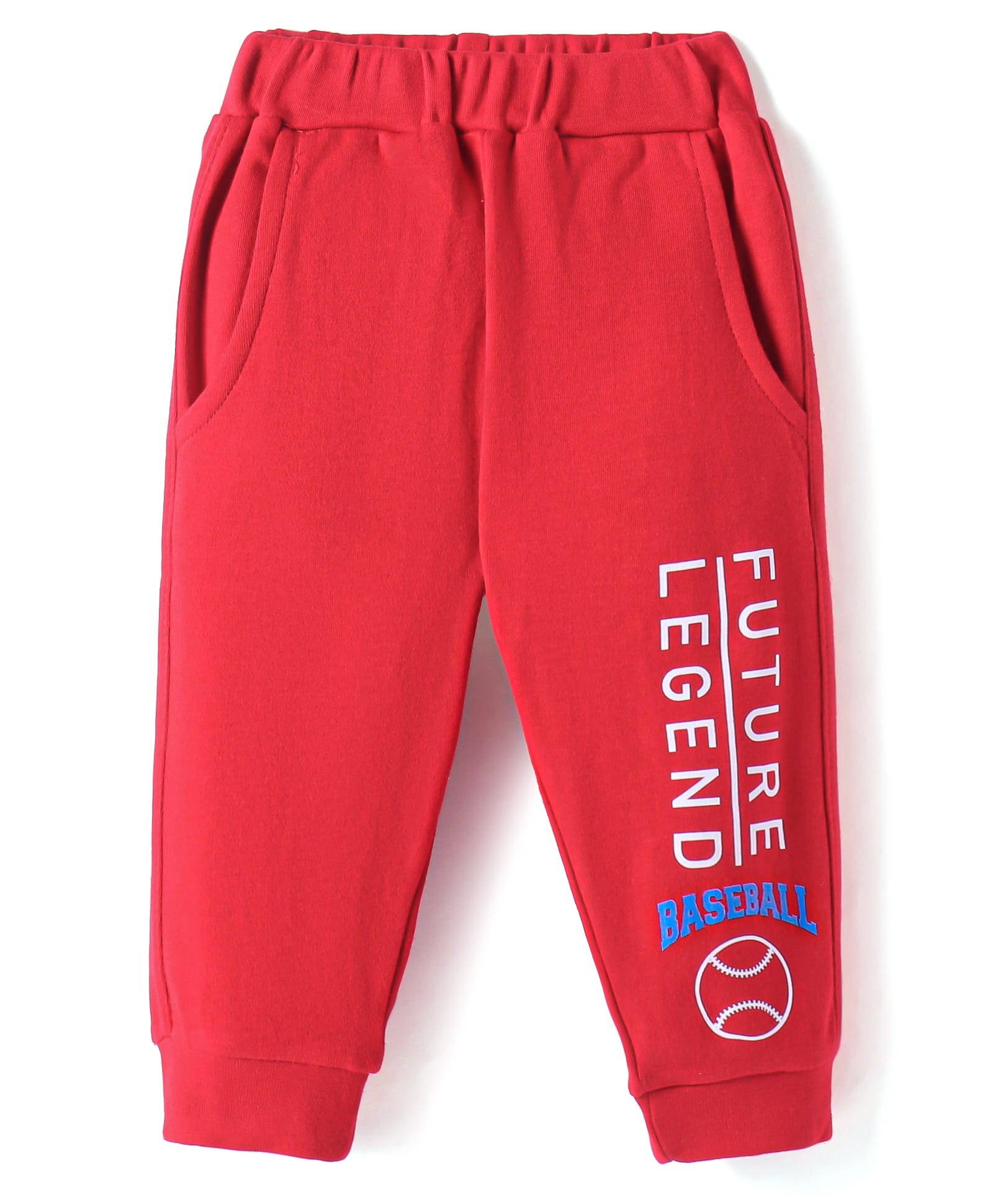 Zero Interlock Knit Full Length Lounge Pants with Text Print - Red-picture-32