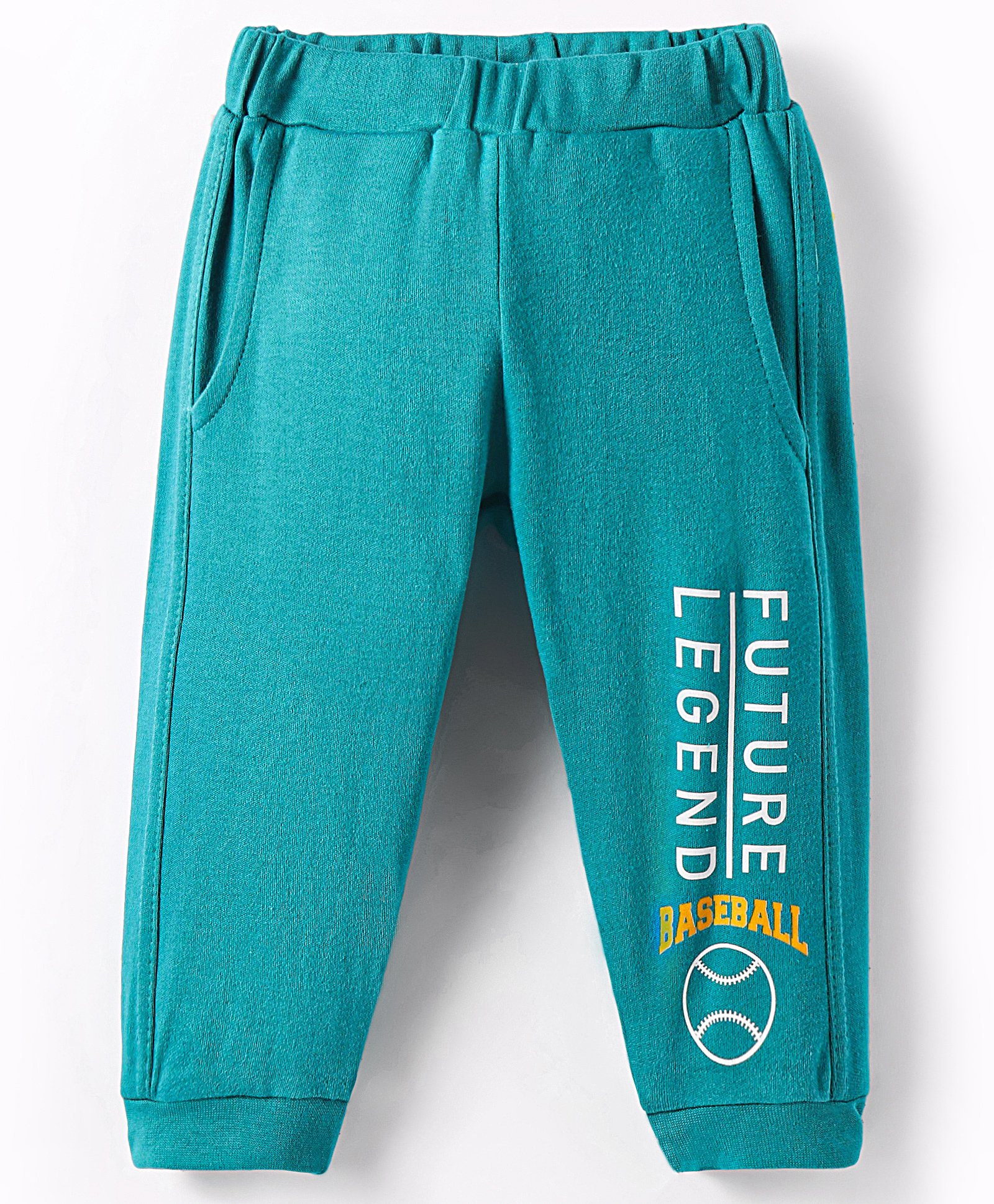Zero Interlock Knit Full Length Lounge Pants with Text Print - Teal Blue-image-24