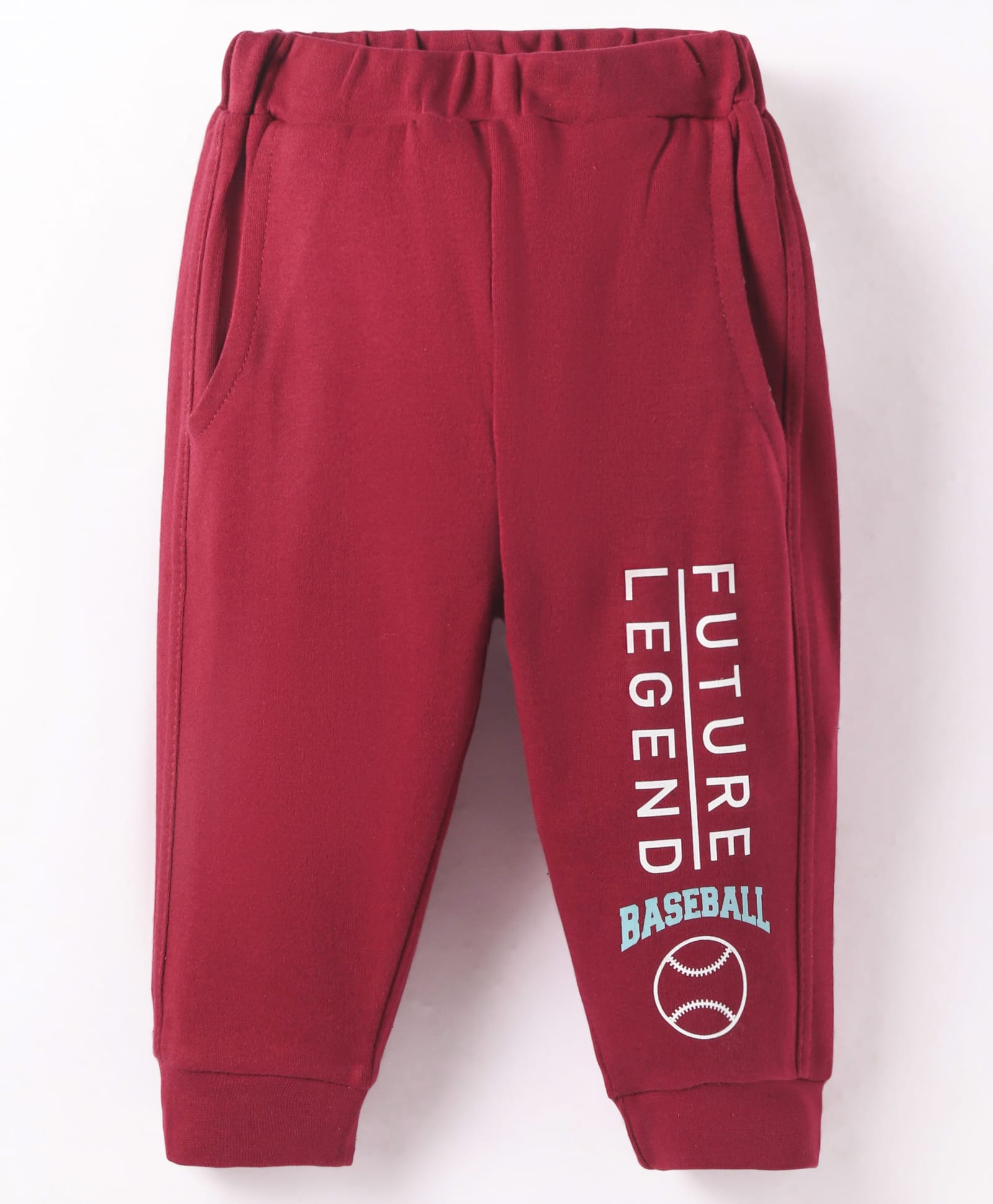 Zero Interlock Knit Full Length Lounge Pants with Text Print - Maroon-picture-11