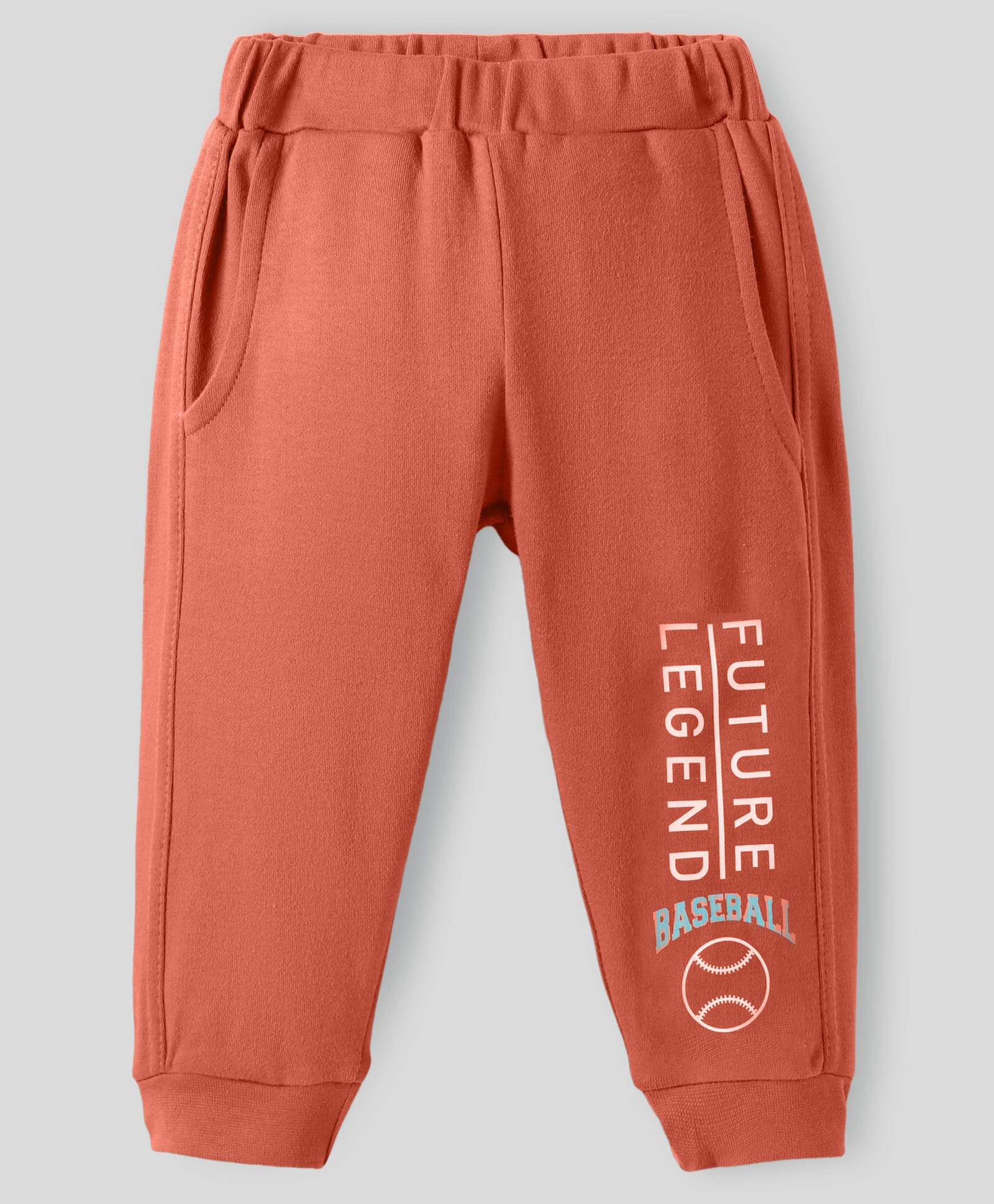 Zero Interlock Knit Full Length Lounge Pants with Text Print - Orange-image-32