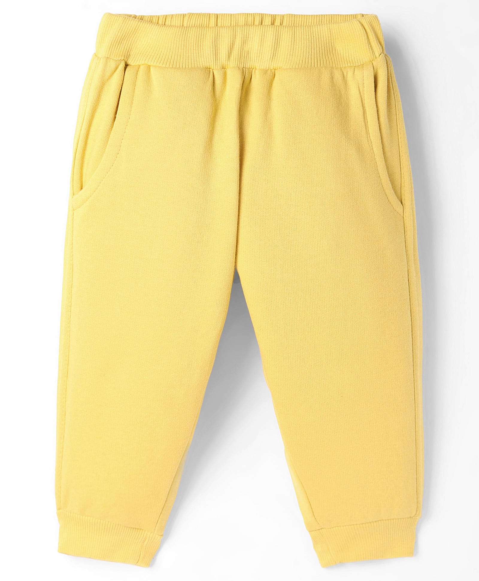 Zero Knit Full Length Solid Colour Fleece Pant - Lemon Yellow-picture-21