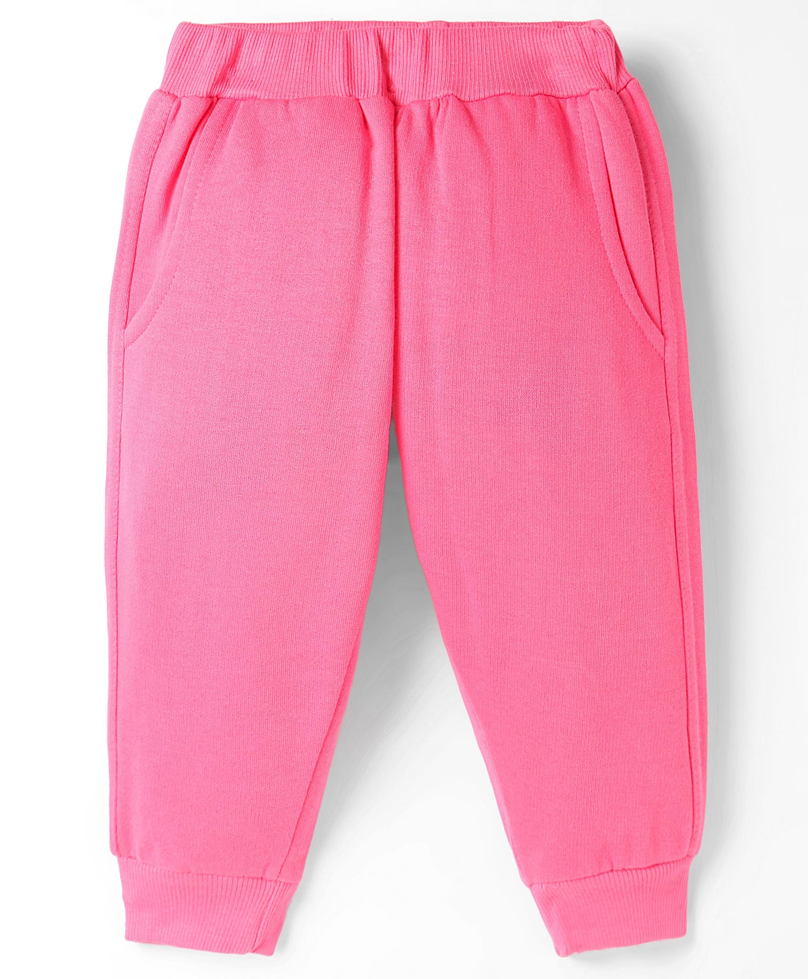 Zero Knit Full Length Solid Colour Fleece Pant - Pink