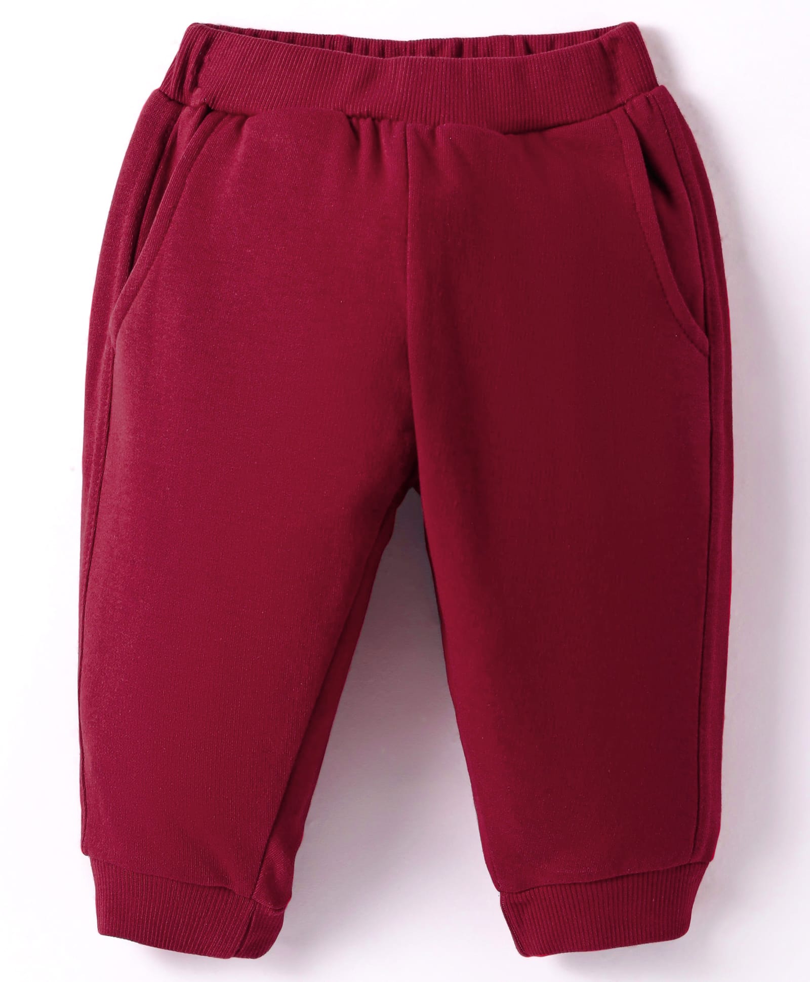Zero Knit Full Length Solid Color Fleece Pant - Dark Red-picture-22