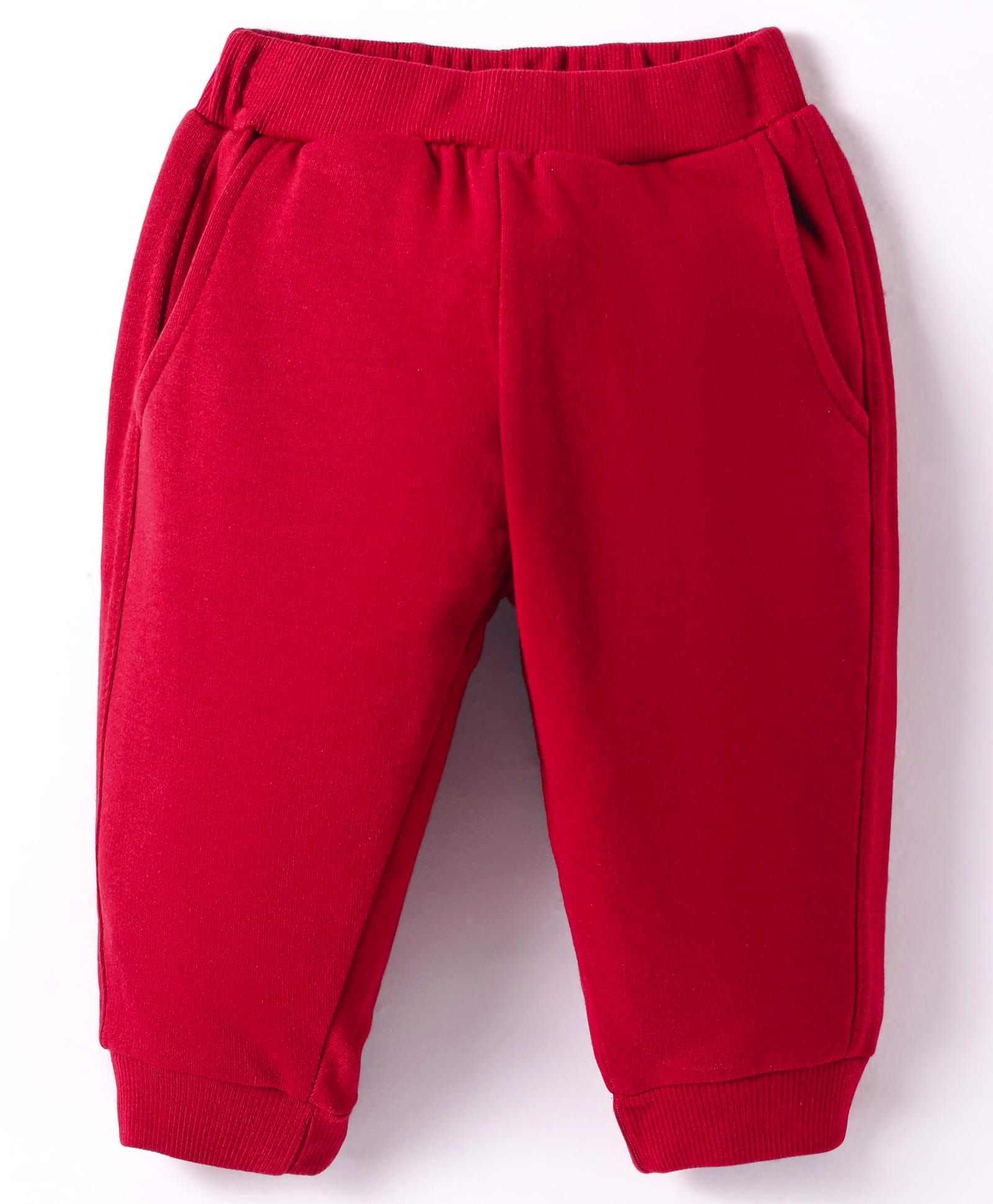 Zero Knit Full Length Solid Colour Fleece & Woollen Bottom - Red-picture-30