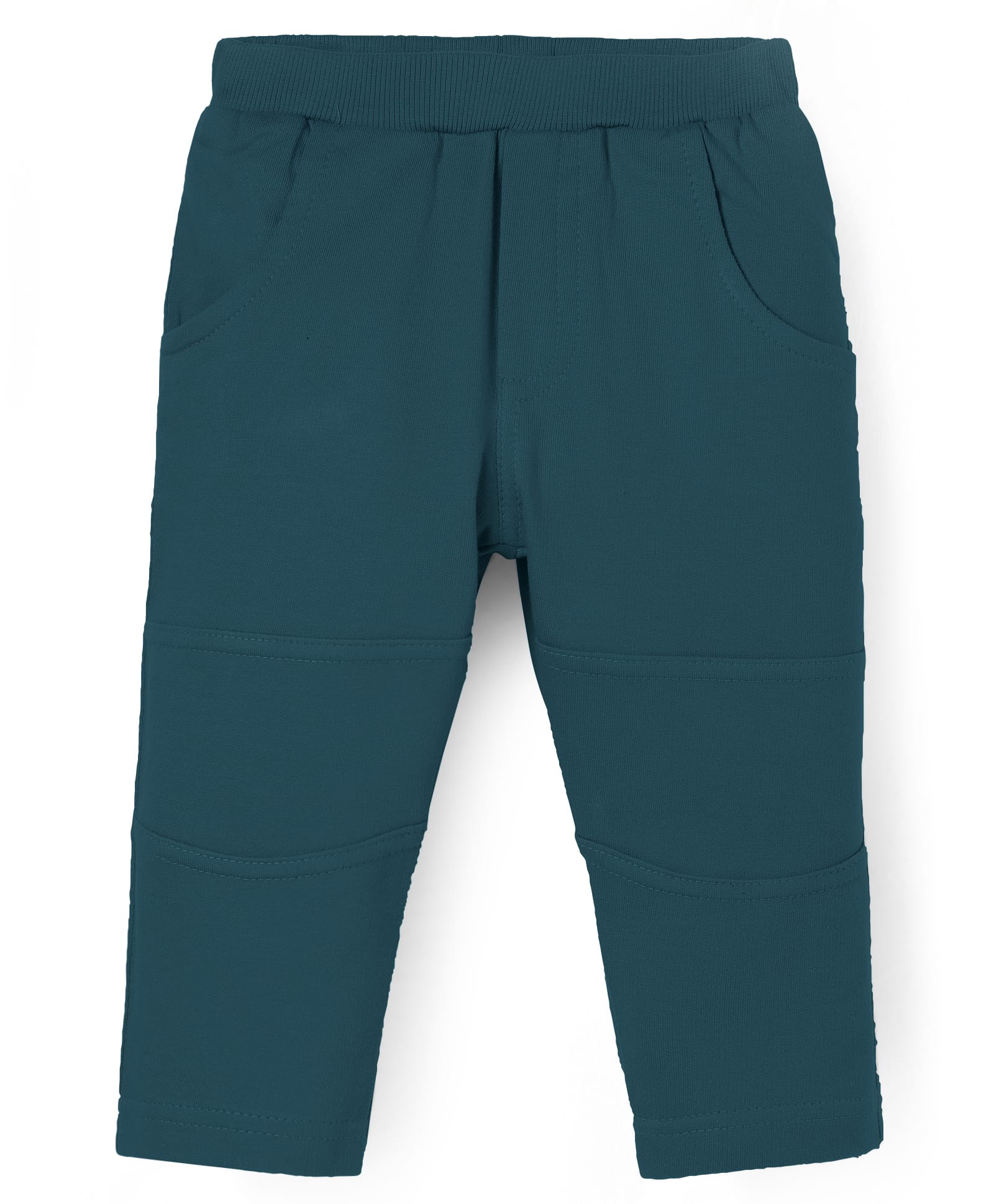Zero Knit Full Length Solid Color Fleece Pantwith Cut & Sew Design - Teal Blue-picture-25