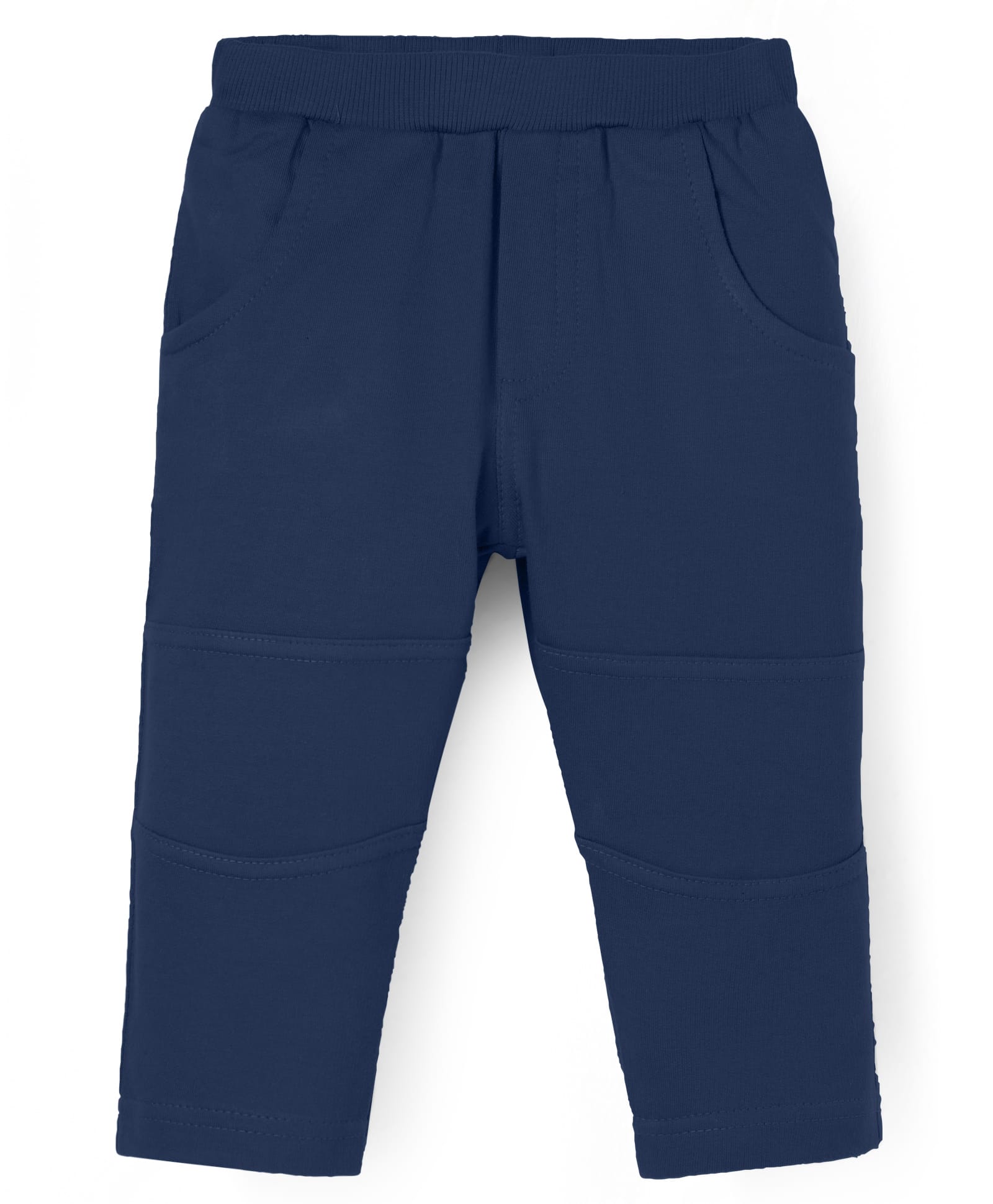 Zero Knit Full Length Solid Color Fleece Pantwith Cut & Sew Design - Navy Blue-picture-26