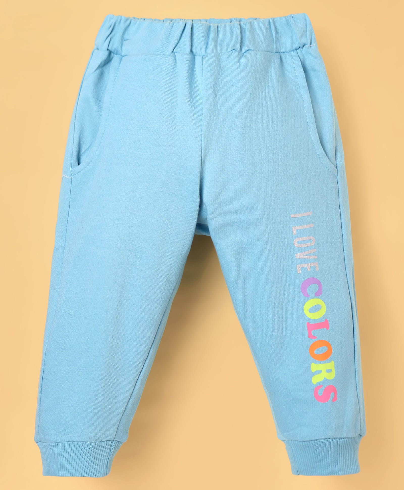 Zero Knit Full Length Fleece Pant with Text Print - Light Blue-picture-13