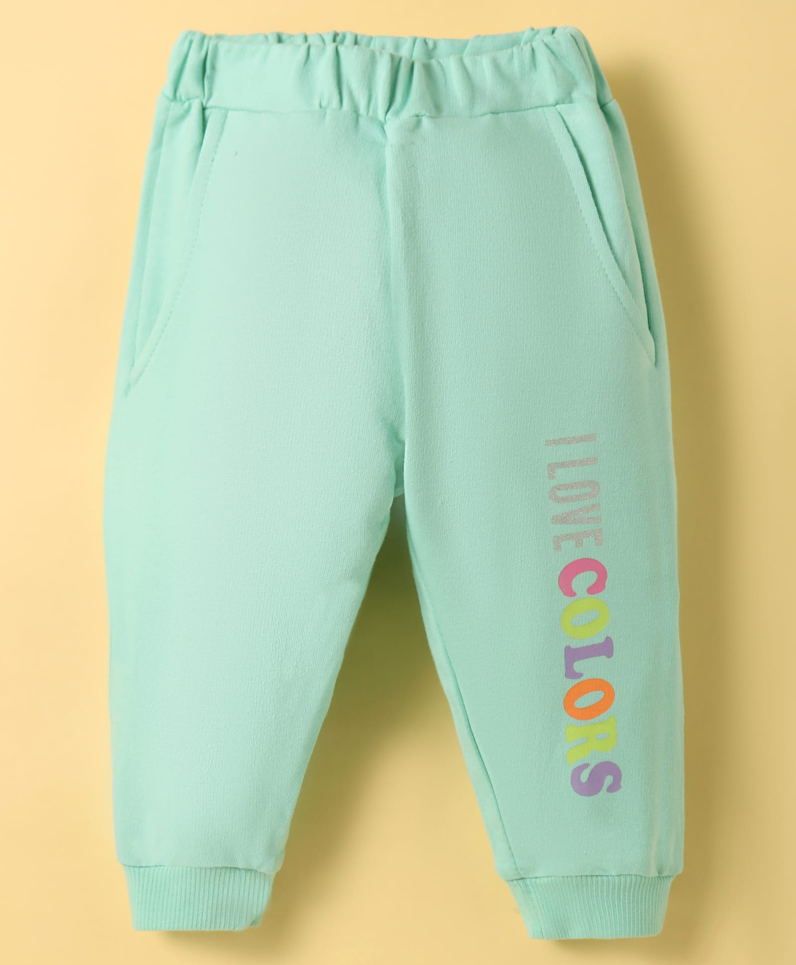 Zero Knit Full Length Fleece Pant with Text Print - Sea Green-picture-24