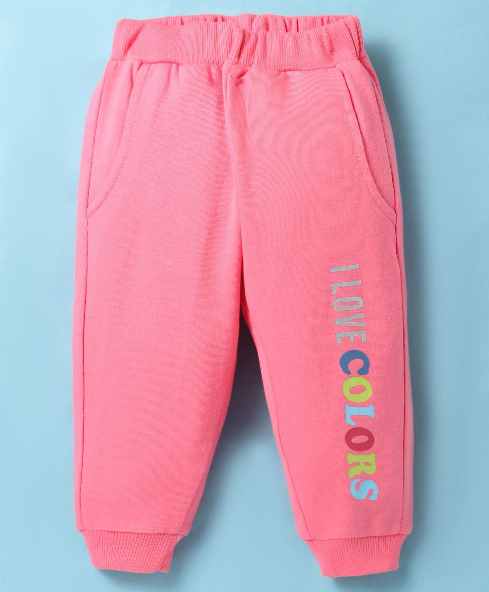 Zero Knit Full Length Fleece Pant with Text Print - Baby Pink-picture-24
