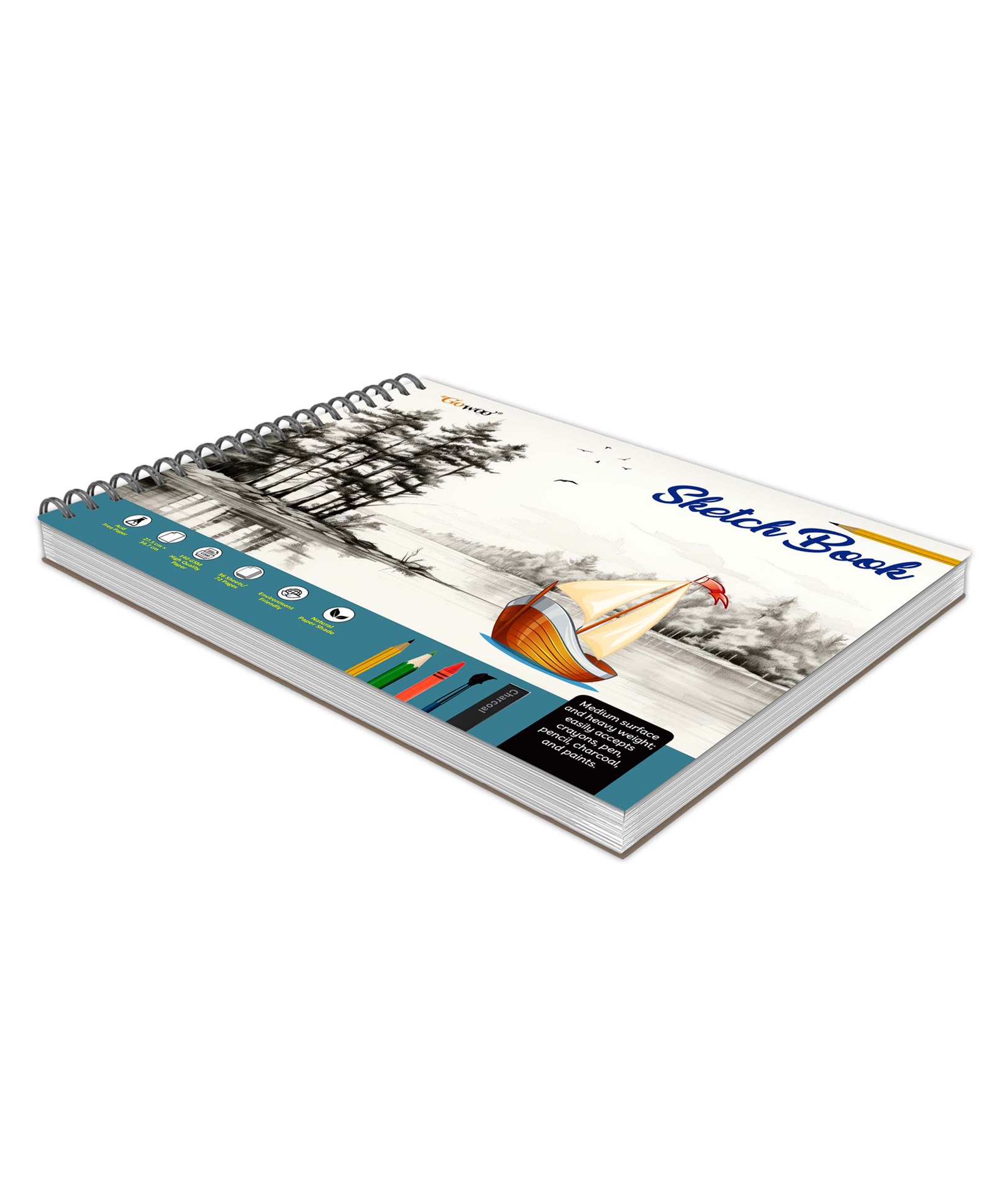go woo Big Size Premium Sketch Book : (27.5 x 34.7 cm) 36 sheets Sketch book For Artists, Top Spiral-Bound, 140 GSM Thick Paper For Drawing, Painting And Sketching-picture-14