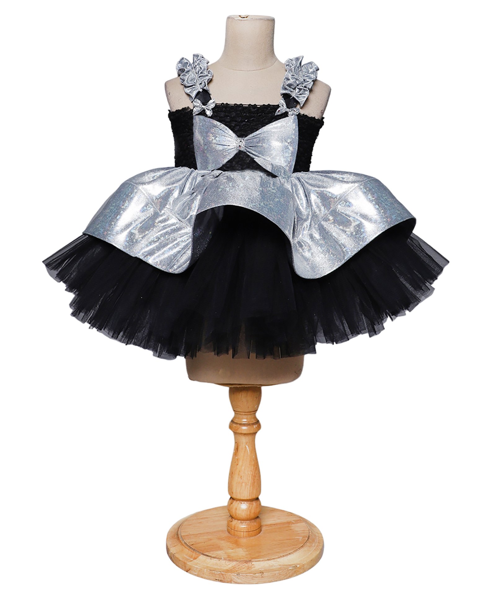 TINY MINY MEE Sleeveless Bow Applique & Smock Detailed Dress - Black-picture-22