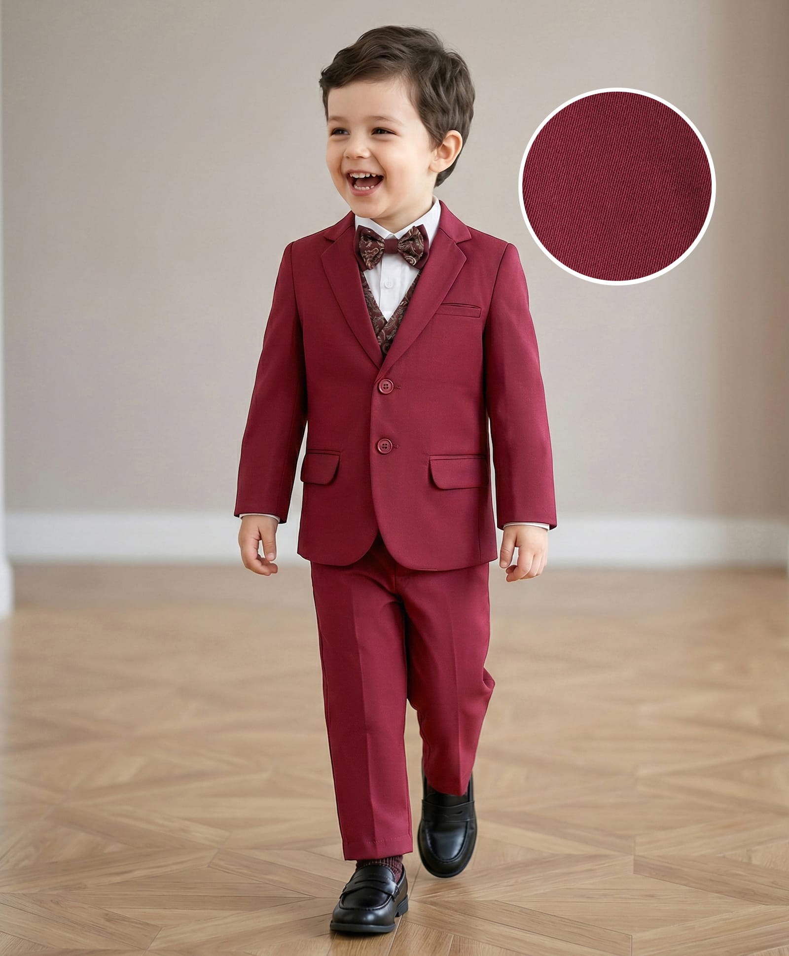 Mark & Mia Full Sleeves 4 Piece Party Suit with Blazer & Bow Detailing - Maroon & White-picture-15