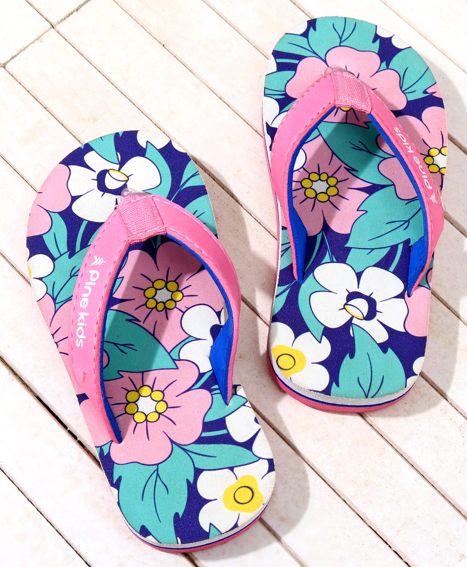 Pine Kids Floral Printed Flip Flops - Pink-image-1