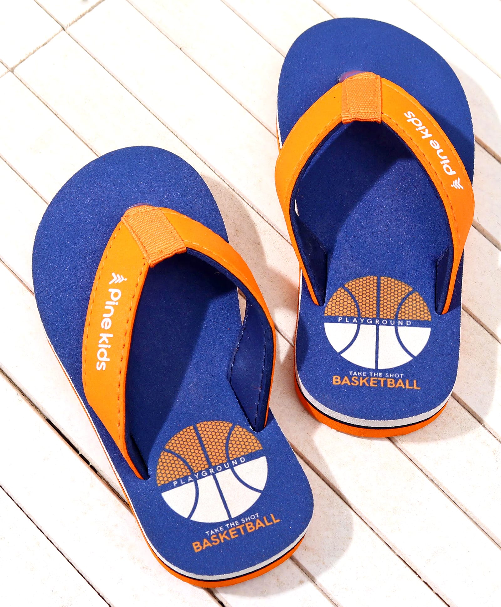 Pine Kids Basketball Printed Slip On Flip Flops - Navy Blue-image-21