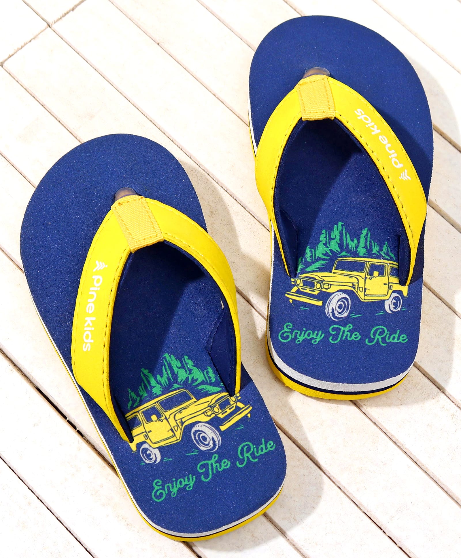 Pine Kids Jeep Printed Slip On Flip Flops - Navy Blue-image-16