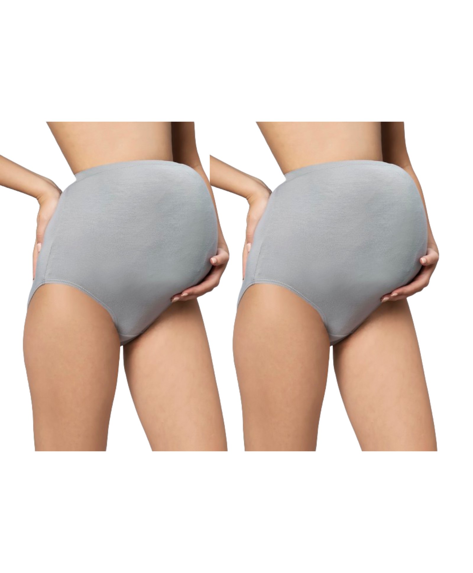 TUMMY Pack Of 2 Bamboo Cotton High Waist Maternity Panties - Grey-image-8