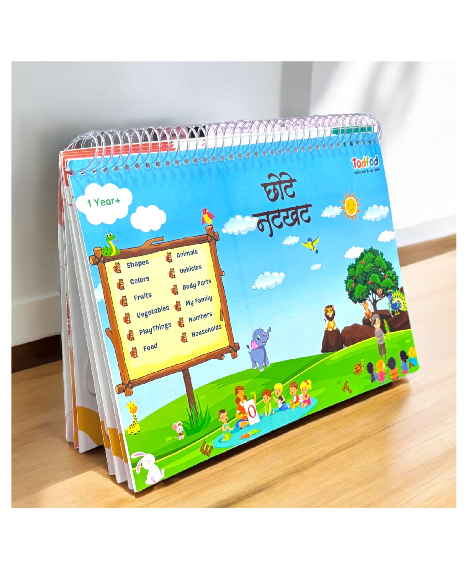 Chhote Natkhat All in One Early Learning Board Book For Kids to Learn Shapes, Colors, Fruits, Numbers, Body Parts Fruits, Vegetable, Animal And Vehical Preschool Velcro Binder Book For Toddlers-image-19