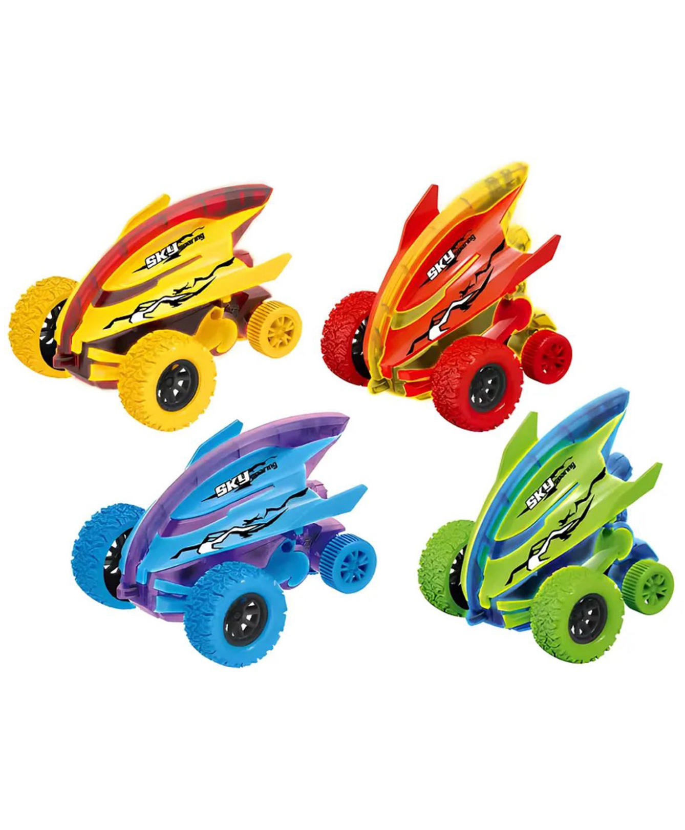 AKN TOYS Monster Truck Toy Friction Powered Push Away Stunt CarGlowing Friction Powered Stunt Monster Truck 360 Degree- PACK OF 3 COLOR MAY VARY-picture-12