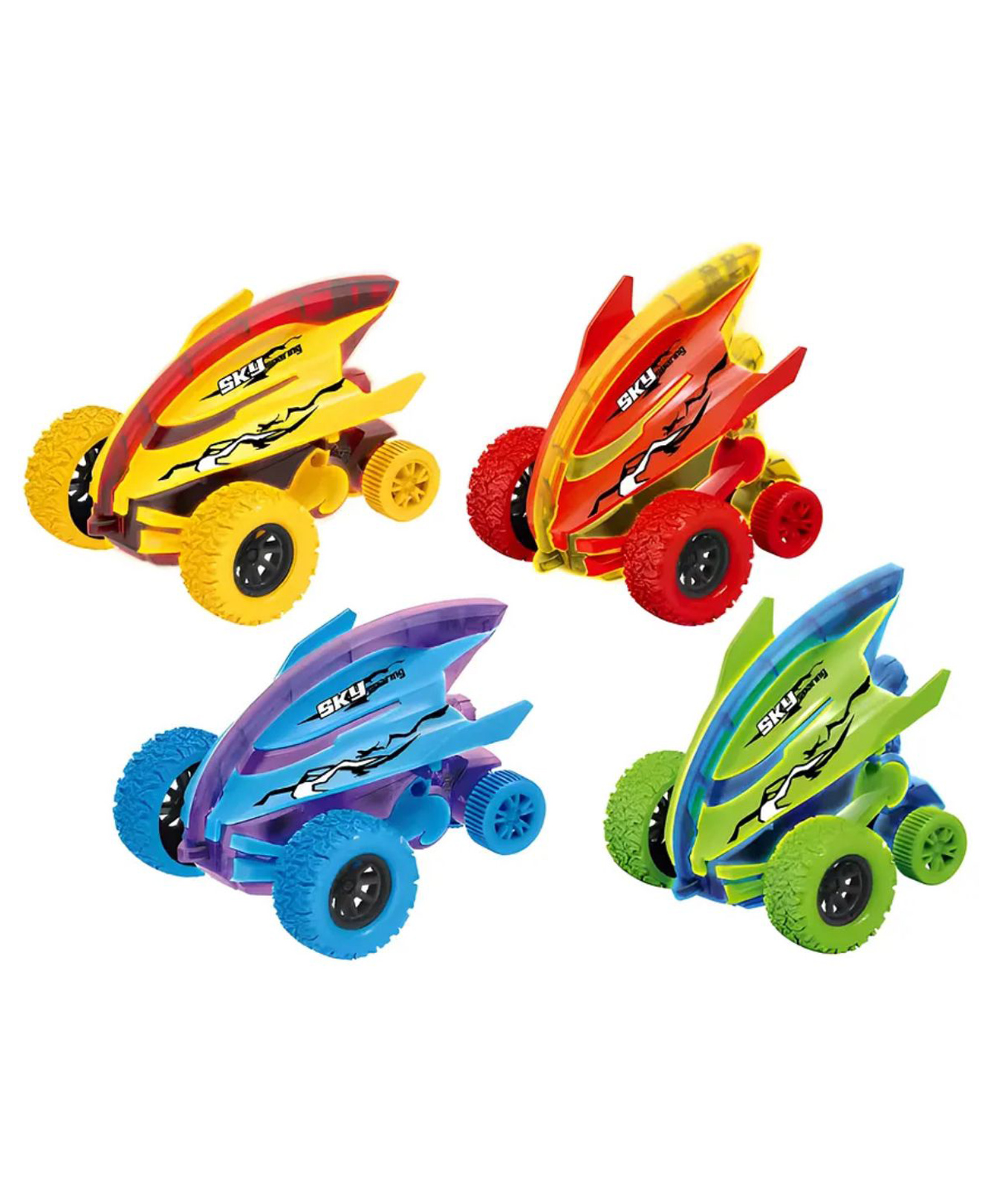 AKN TOYS Monster Truck Toy Friction Powered Push Away Stunt CarGlowing Friction Powered Stunt Monster Truck 360 Degree- PACK OF 2 COLOR MAY VARY-picture-11