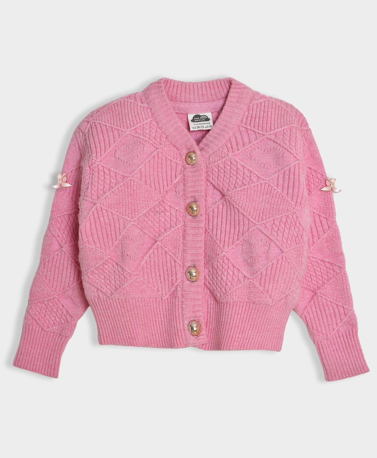 Mi Arcus Full Sleeves Self Designed Cardigan - Pink-image-49