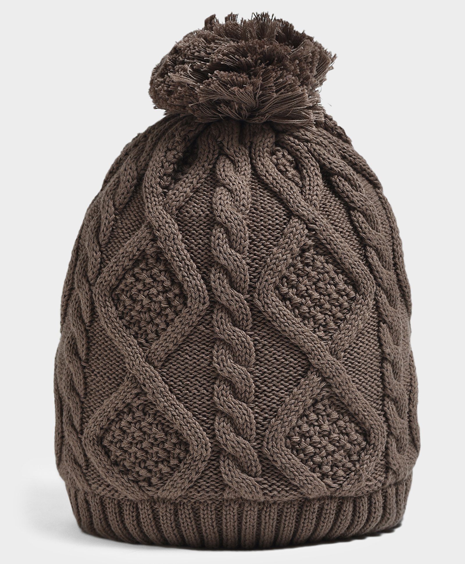 Mi Arcus 100% Cotton Cable Knitted Skull Cap - Brown-image-45