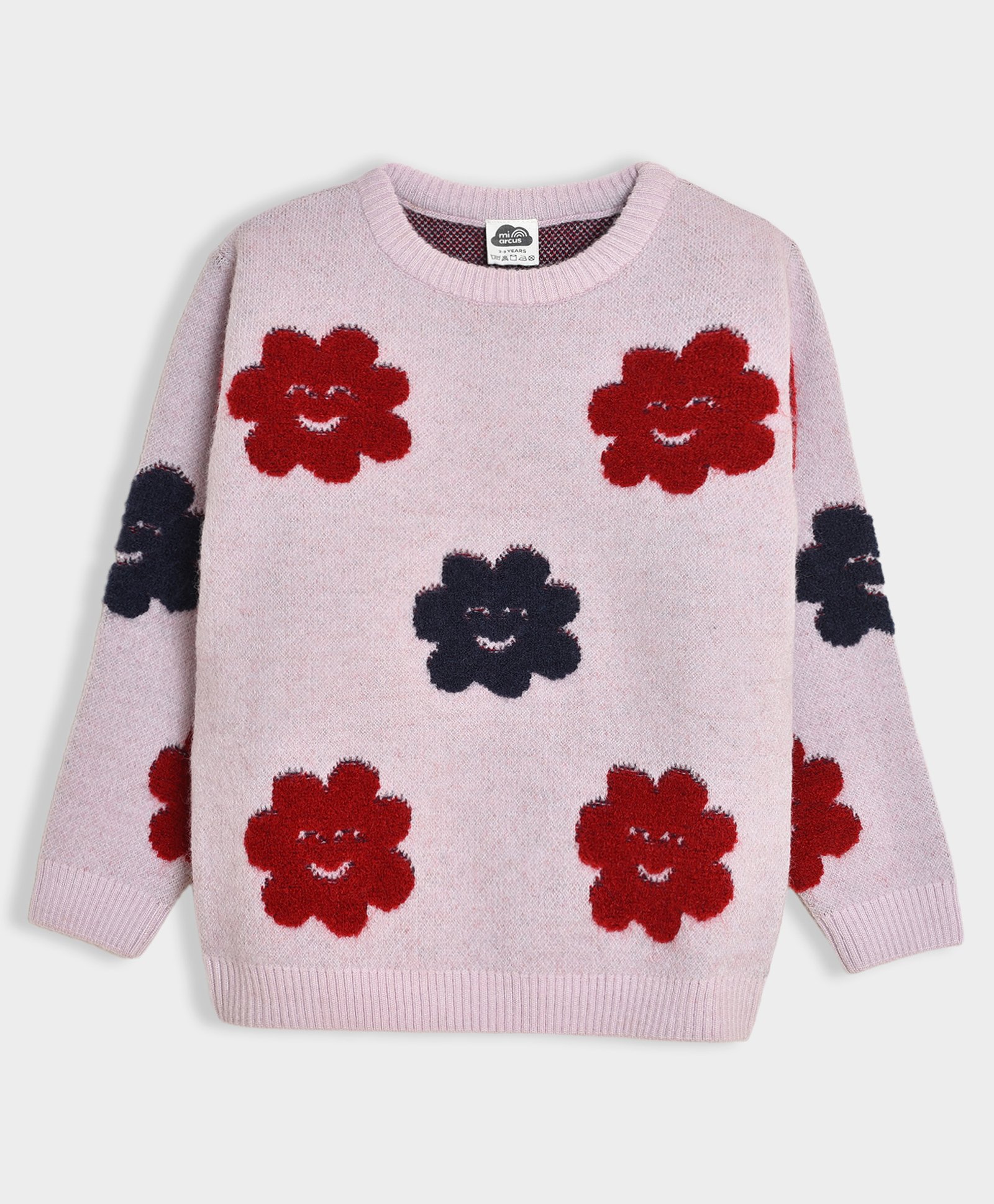 Mi Arcus Full Sleeves Floral Designed Sweater - Pink-image-18