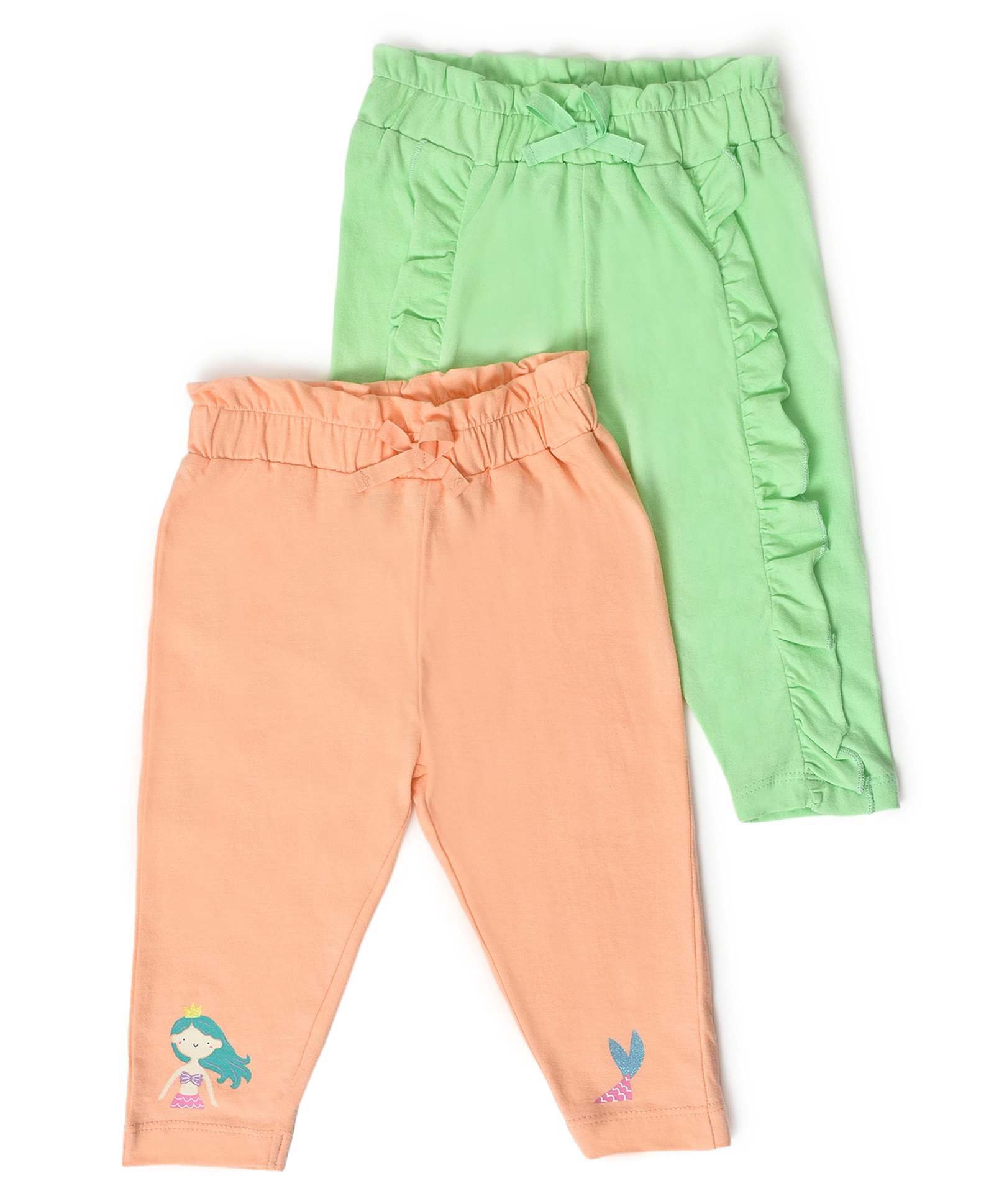 Mi Arcus Cotton Pack Of 2 Mermaid Printed Pajamas - Peach & Green-image-31