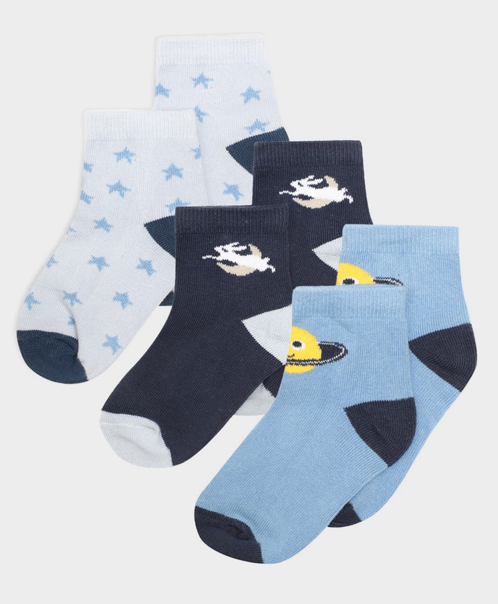 Mi Arcus Bamboo Cotton Pack of 3 Stars & Rabbit Designed Socks - Blue-image-23