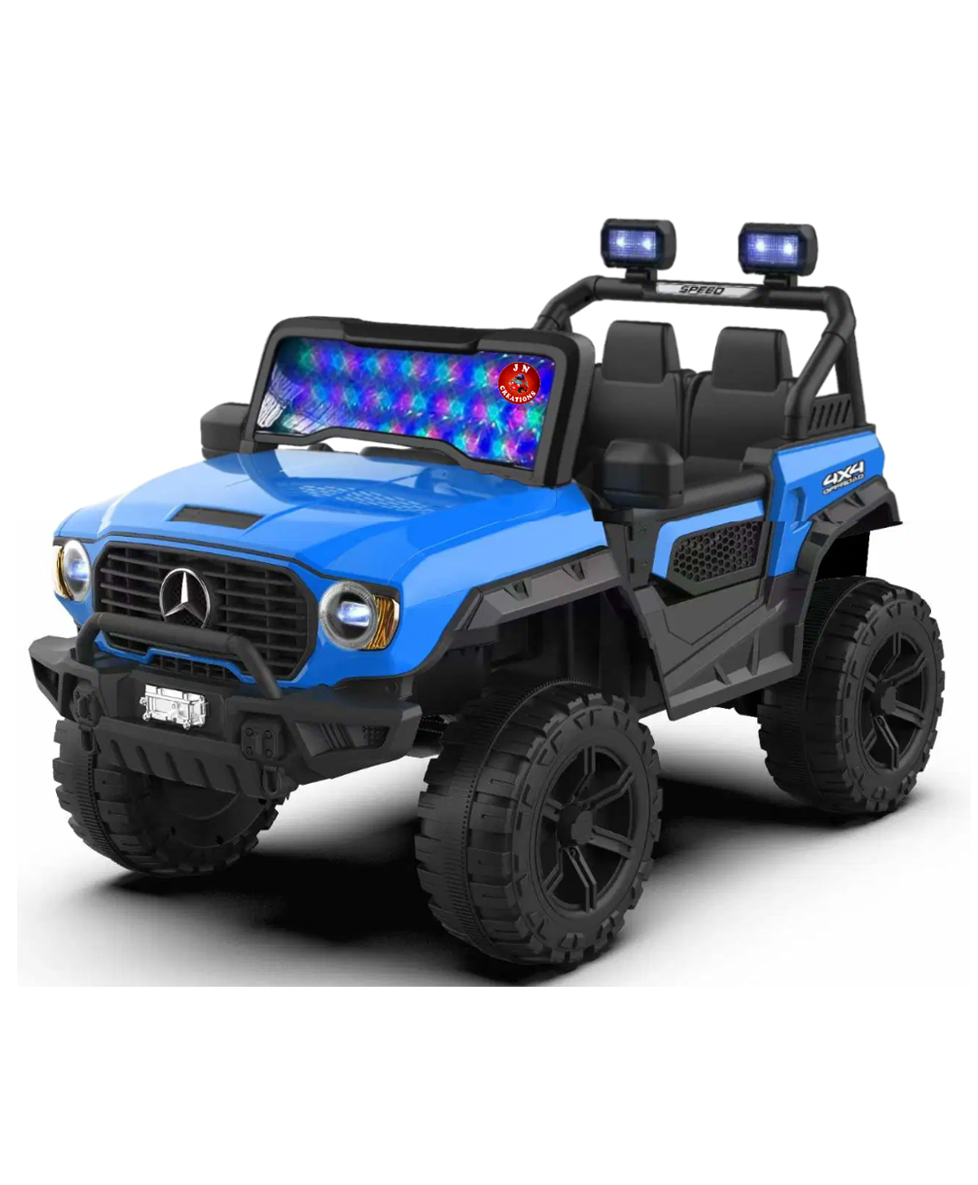 JN Creations 12V Rechargeable Battery Operated Ride On U-700 Jeep for Kids with Remote Control (Blue Painted)-image-40
