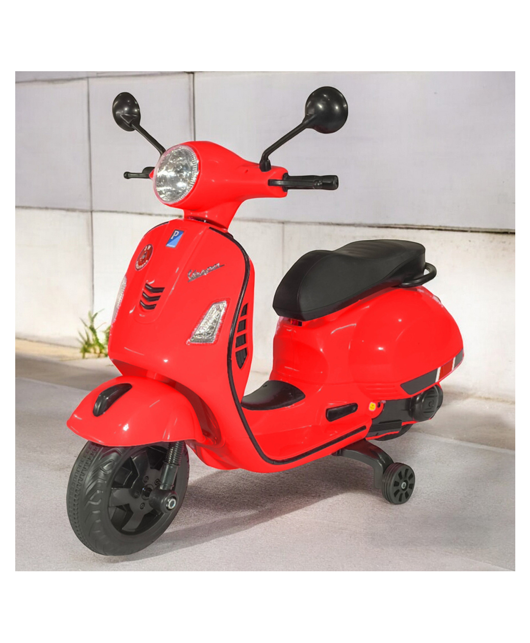 JN CREATIONS 12V Vespa Rechargeable Battery Operated Ride-On Scooter For Kids With Self Driven - RED-image-26