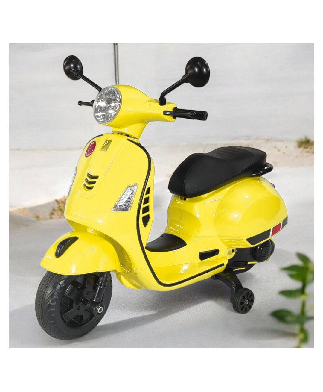 JN CREATIONS 12V Vespa Rechargeable Battery Operated Ride-On Scooter For Kids With Self Driven - Yellow-image-38